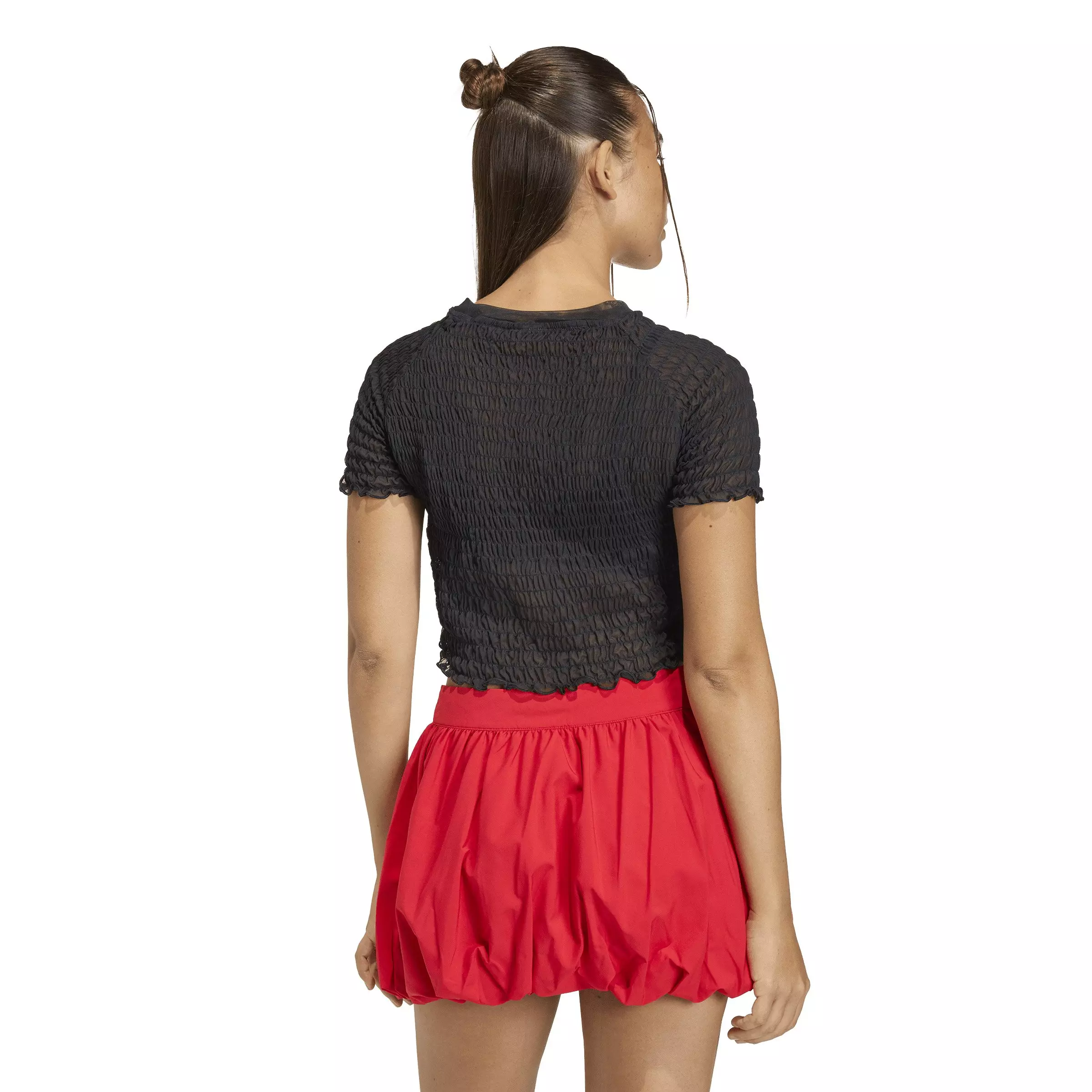 adidas Originals Women's Smocked Cali T-Shirt - Black - BLACK