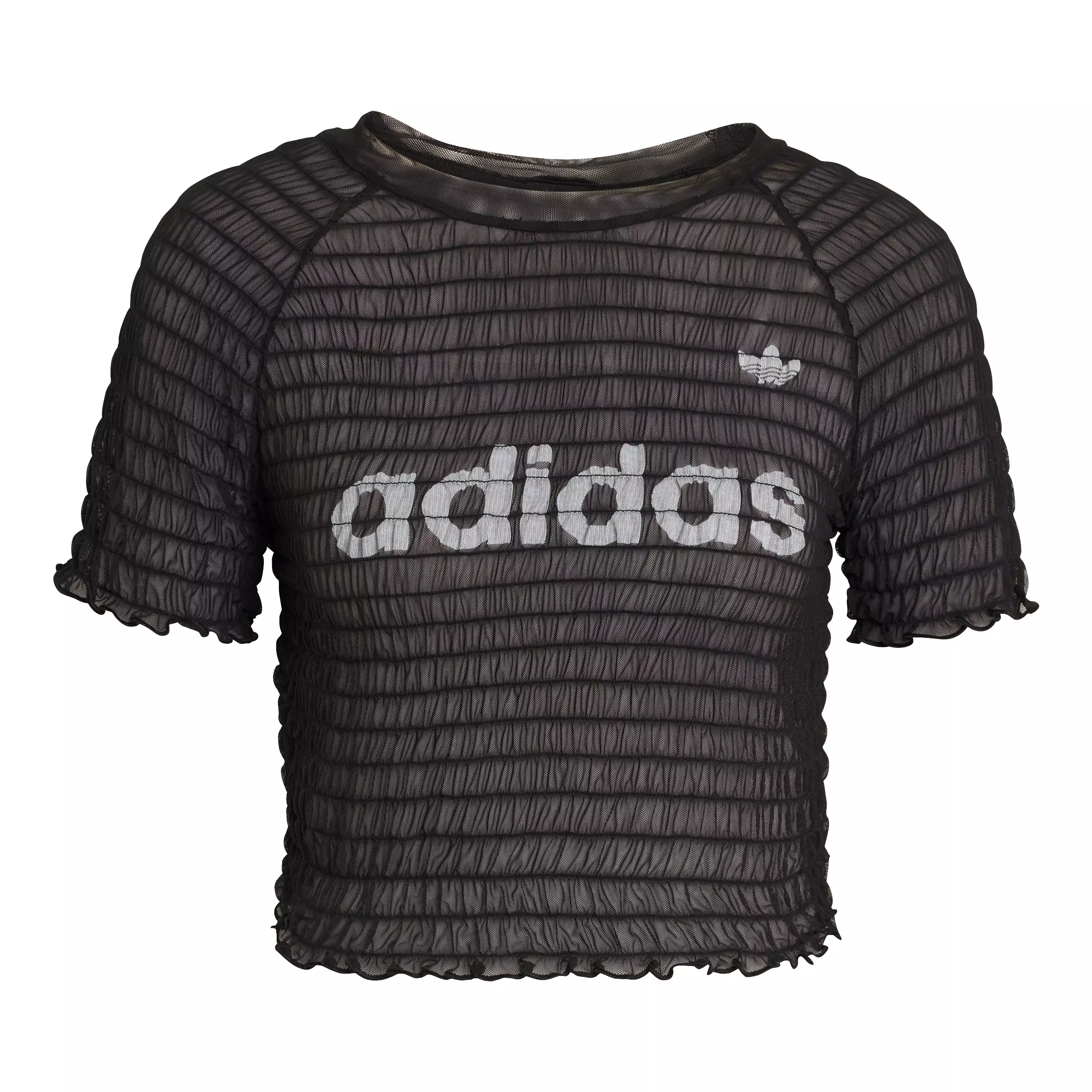 adidas Originals Women's Smocked Cali T-Shirt - Black - BLACK