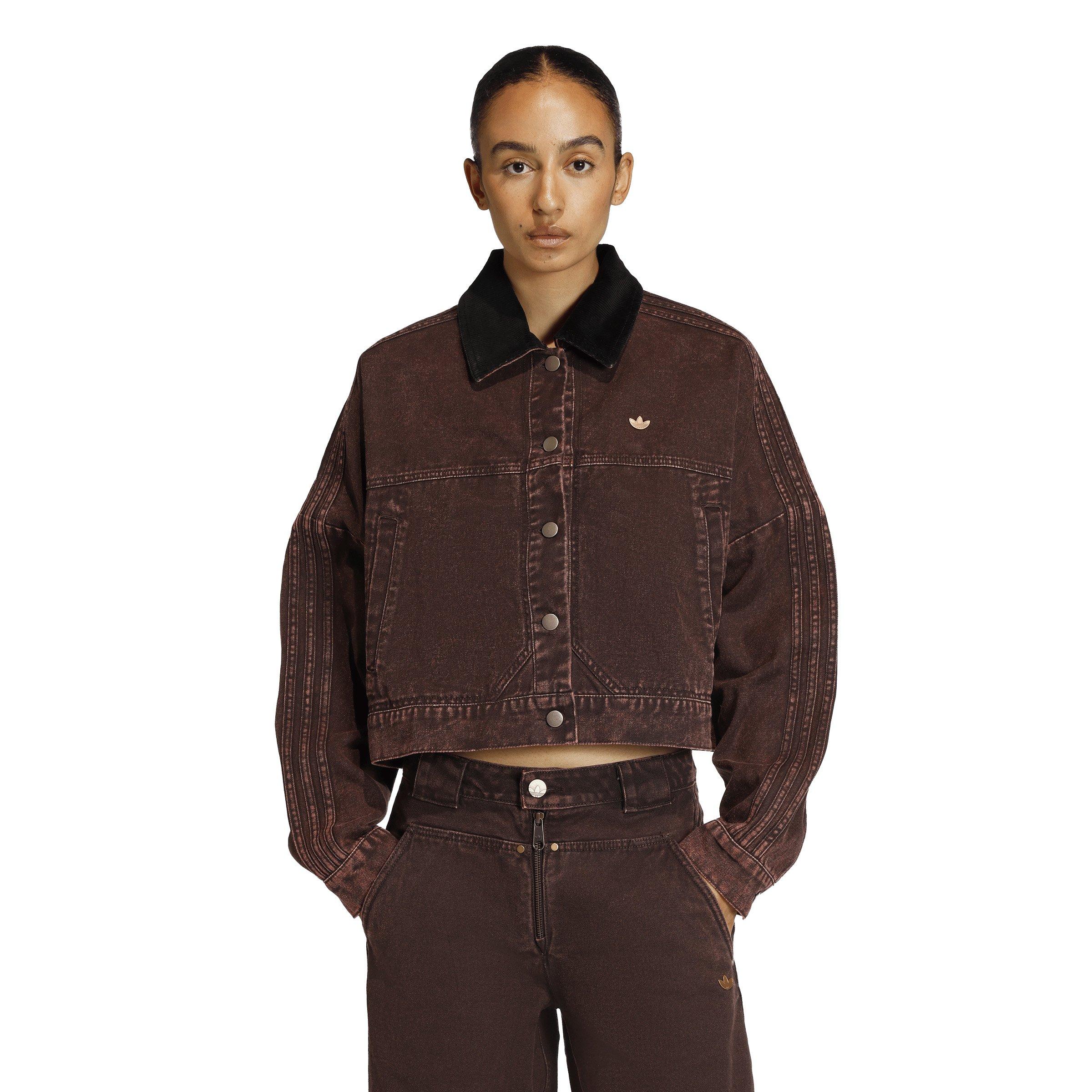 adidas Originals Women's Canvas Track Jacket - Brown - BROWN Thumbnail View 1