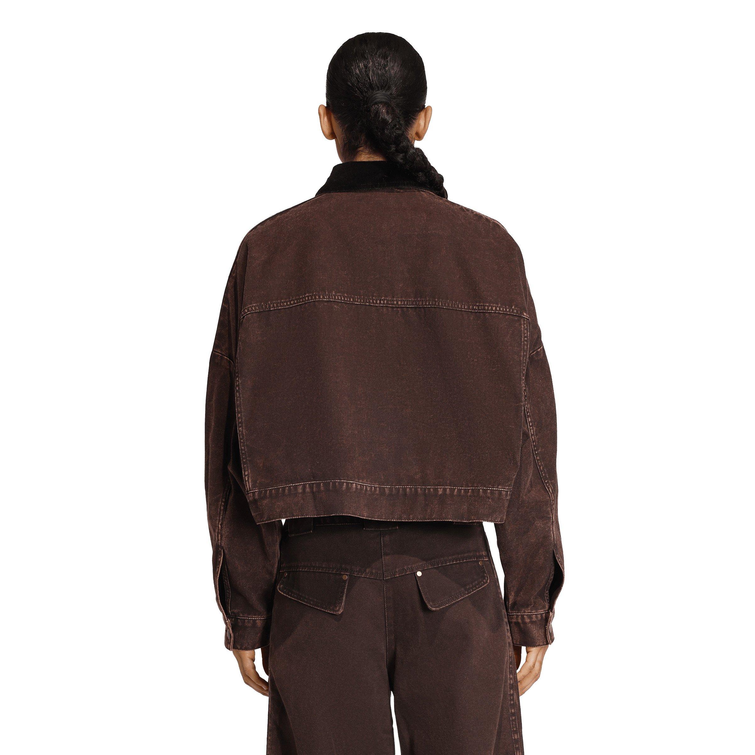 adidas Originals Women's Canvas Track Jacket - Brown - BROWN Thumbnail View 2