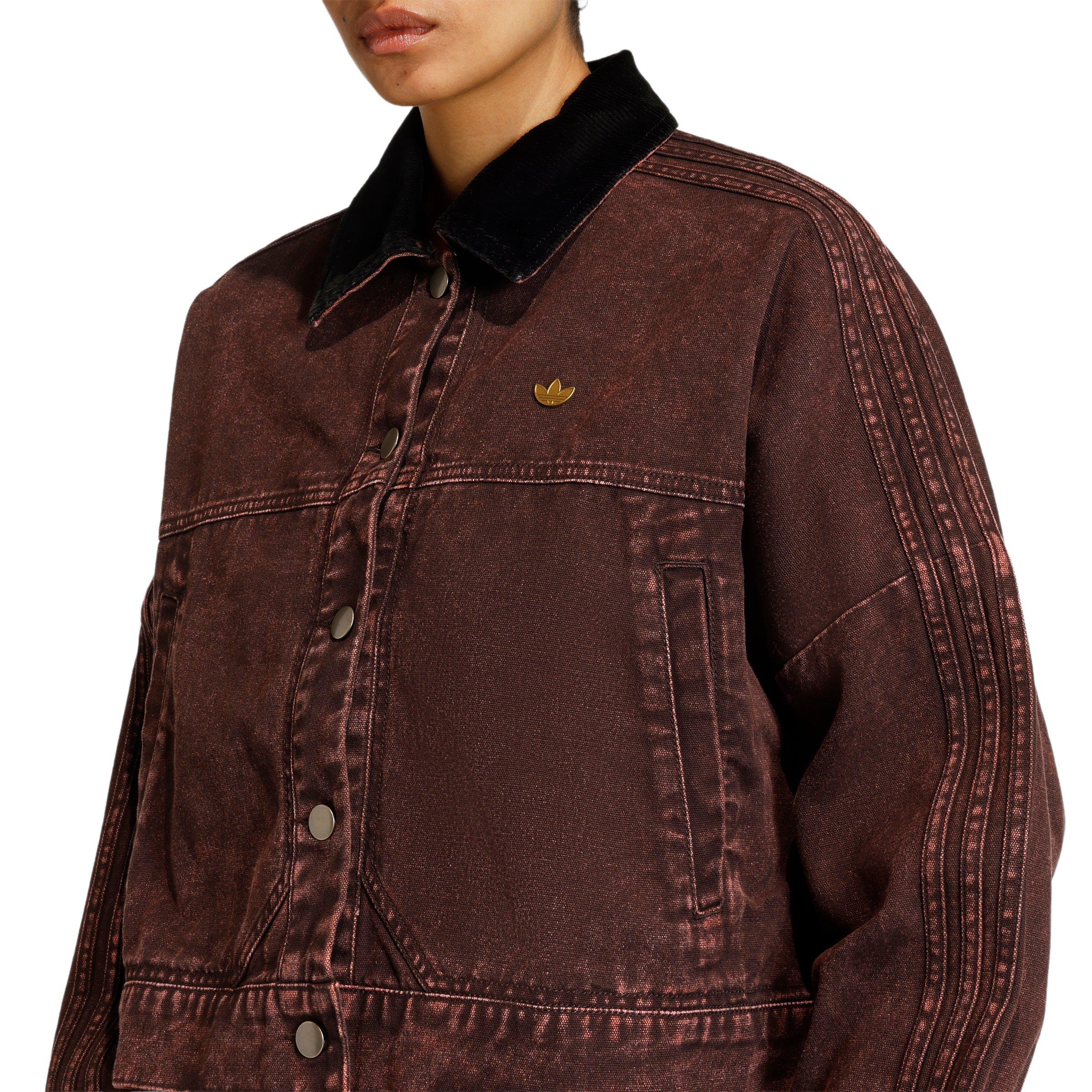 adidas Originals Women's Canvas Track Jacket - Brown - BROWN Thumbnail View 4