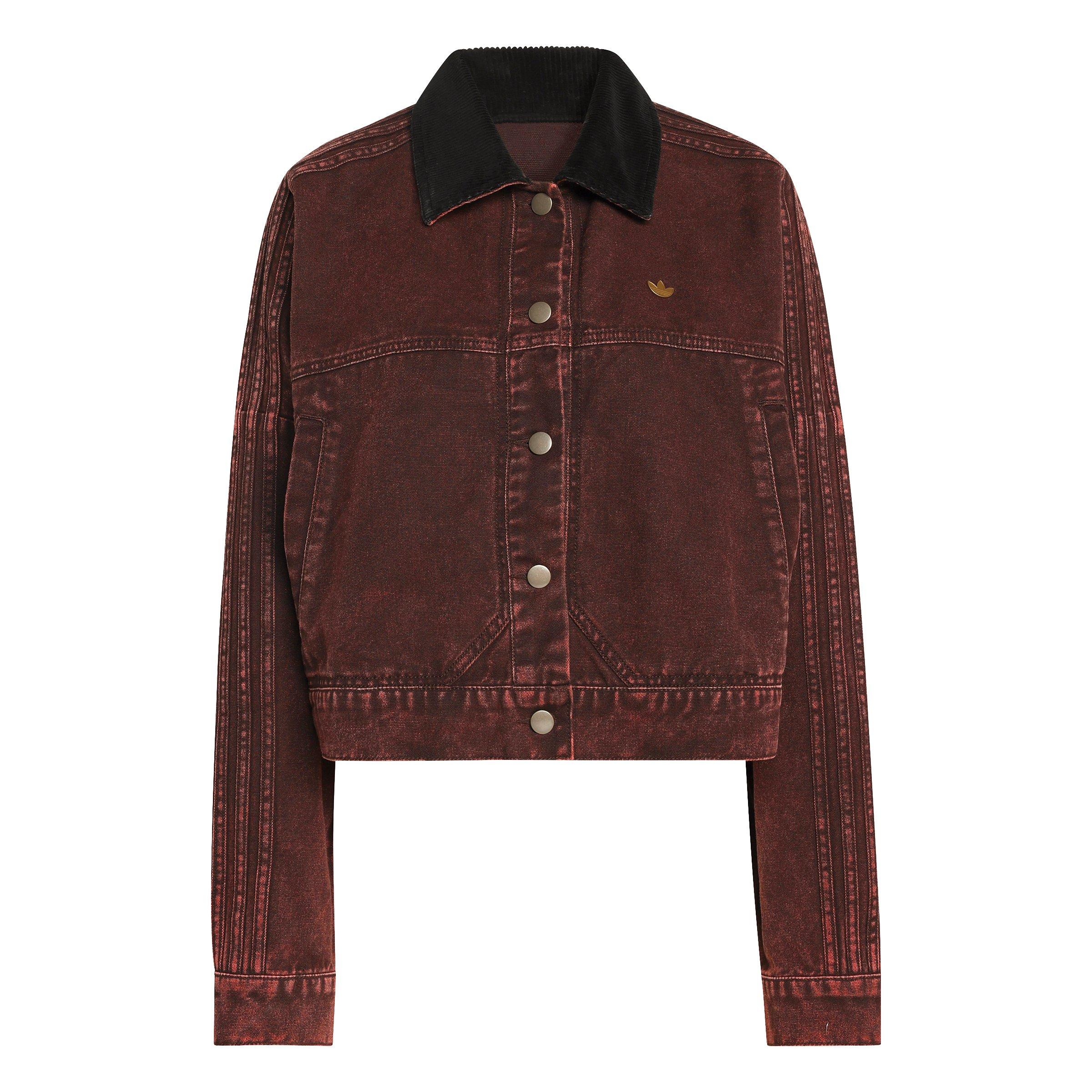 adidas Originals Women's Canvas Track Jacket - Brown - BROWN Thumbnail View 6