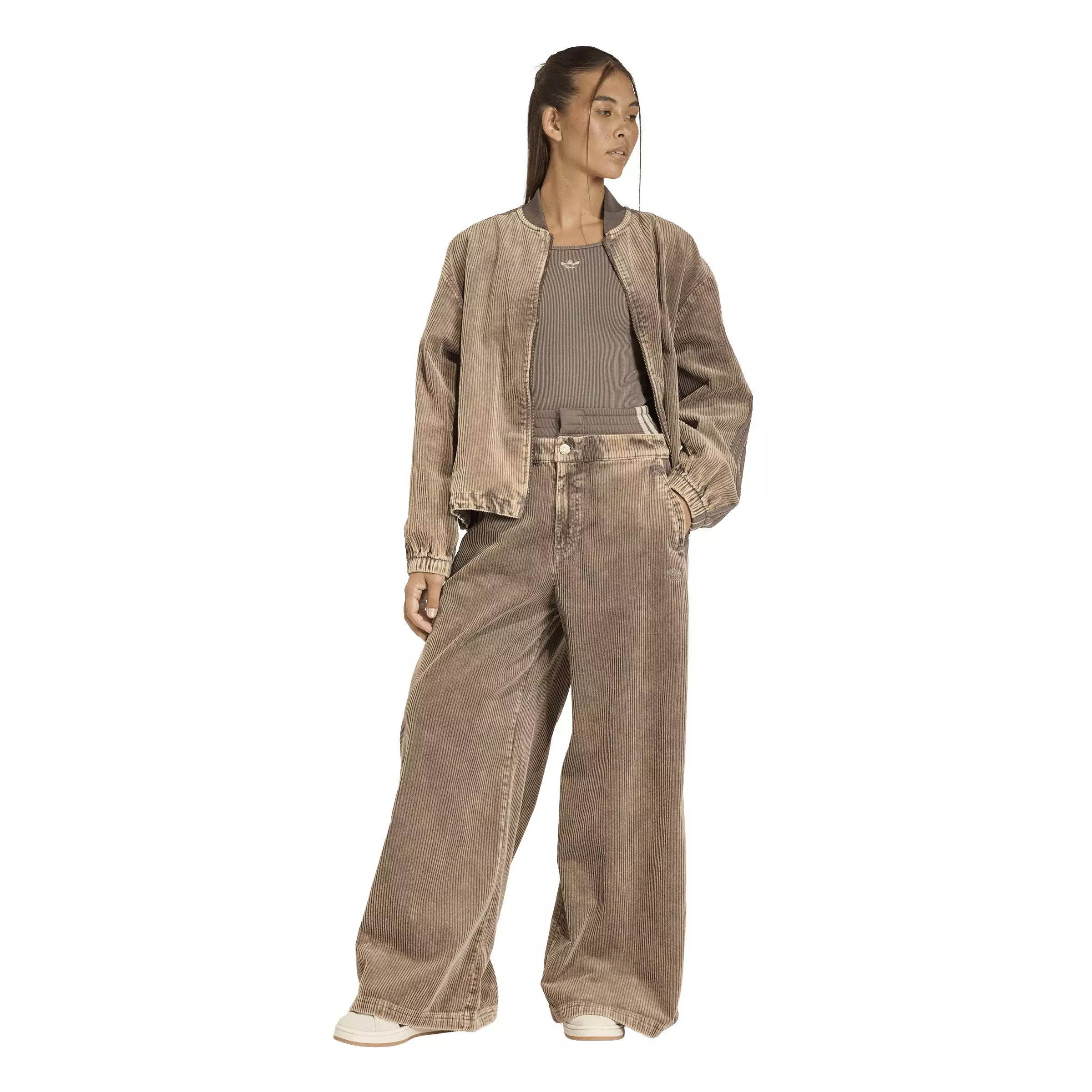 adidas Originals Women's Corduroy Oversized Pants - Brown - BROWN