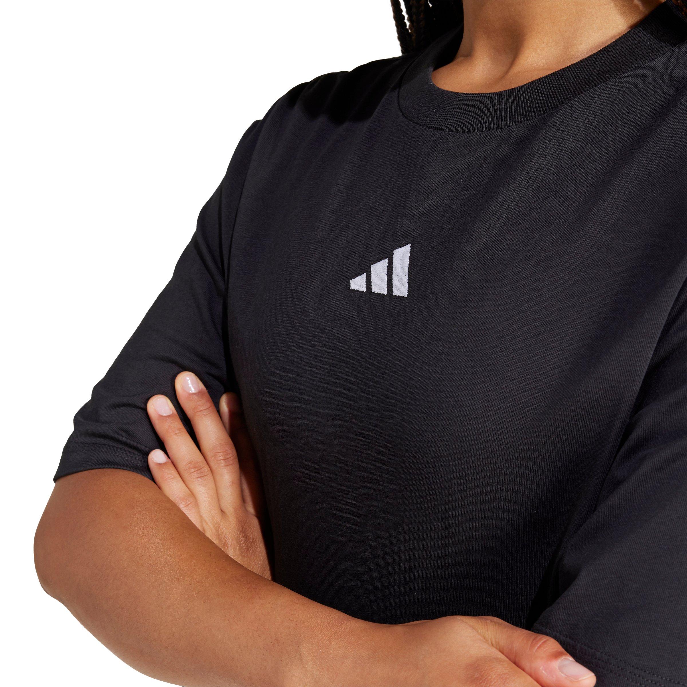 adidas Women's Essentials 3-Stripes Cotton Loose T-Shirt - Black/White - BLACK/WHITE Thumbnail View 3