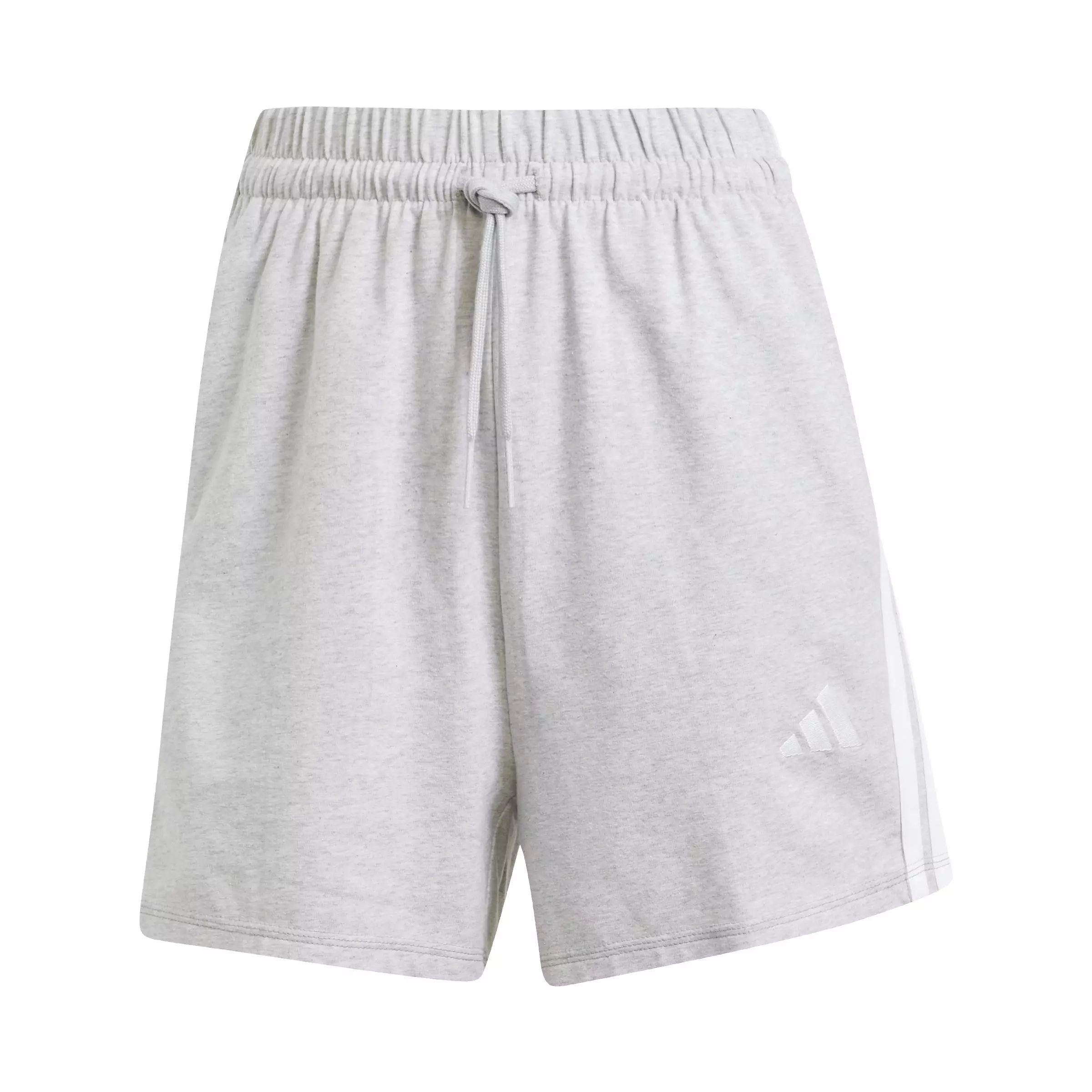adidas Women's Essentials 3-Stripes Cotton Shorts - Grey/White - GREY/WHITE