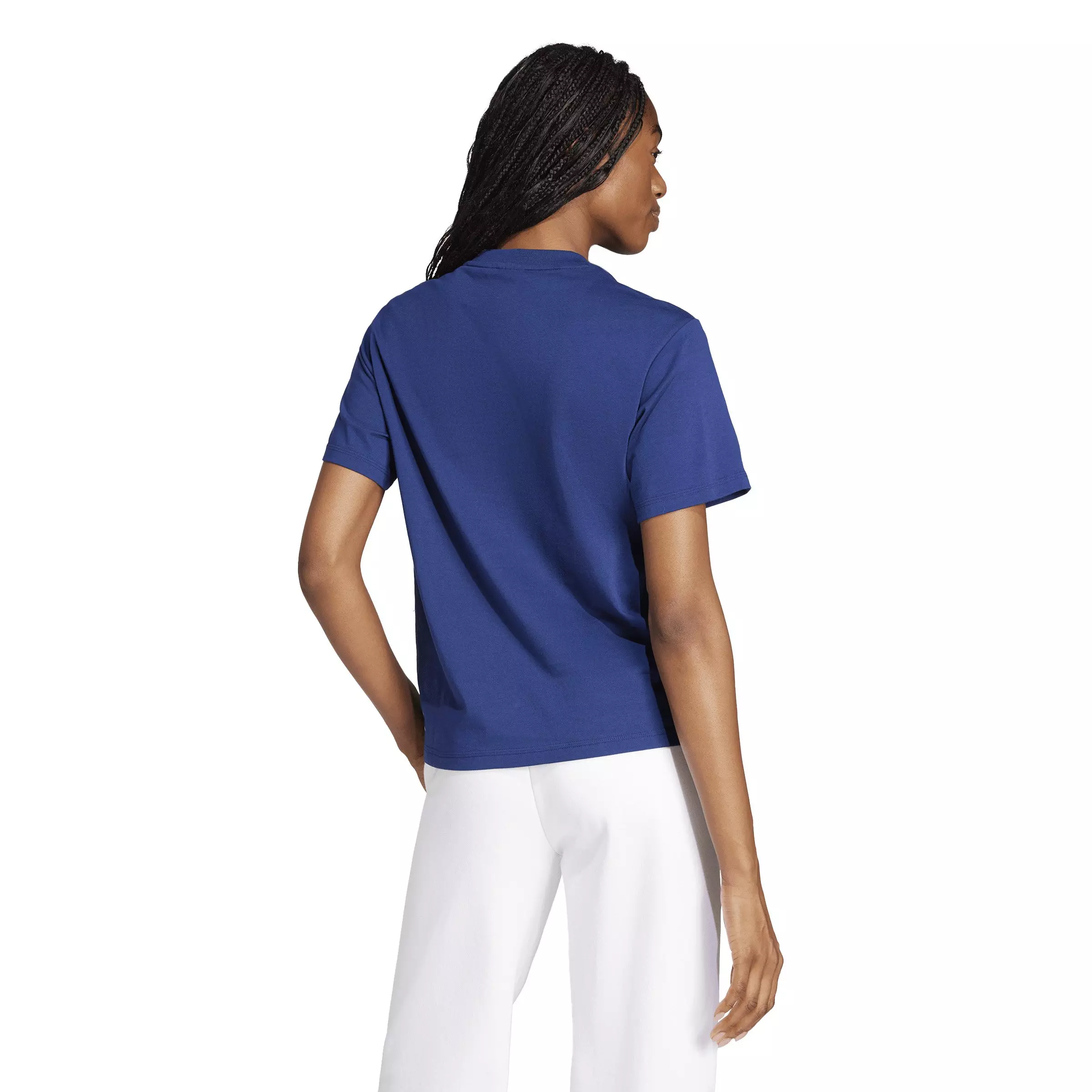 adidas Women's Essentials 3-Stripes Cotton T-Shirt - Blue/White - BLUE/WHITE