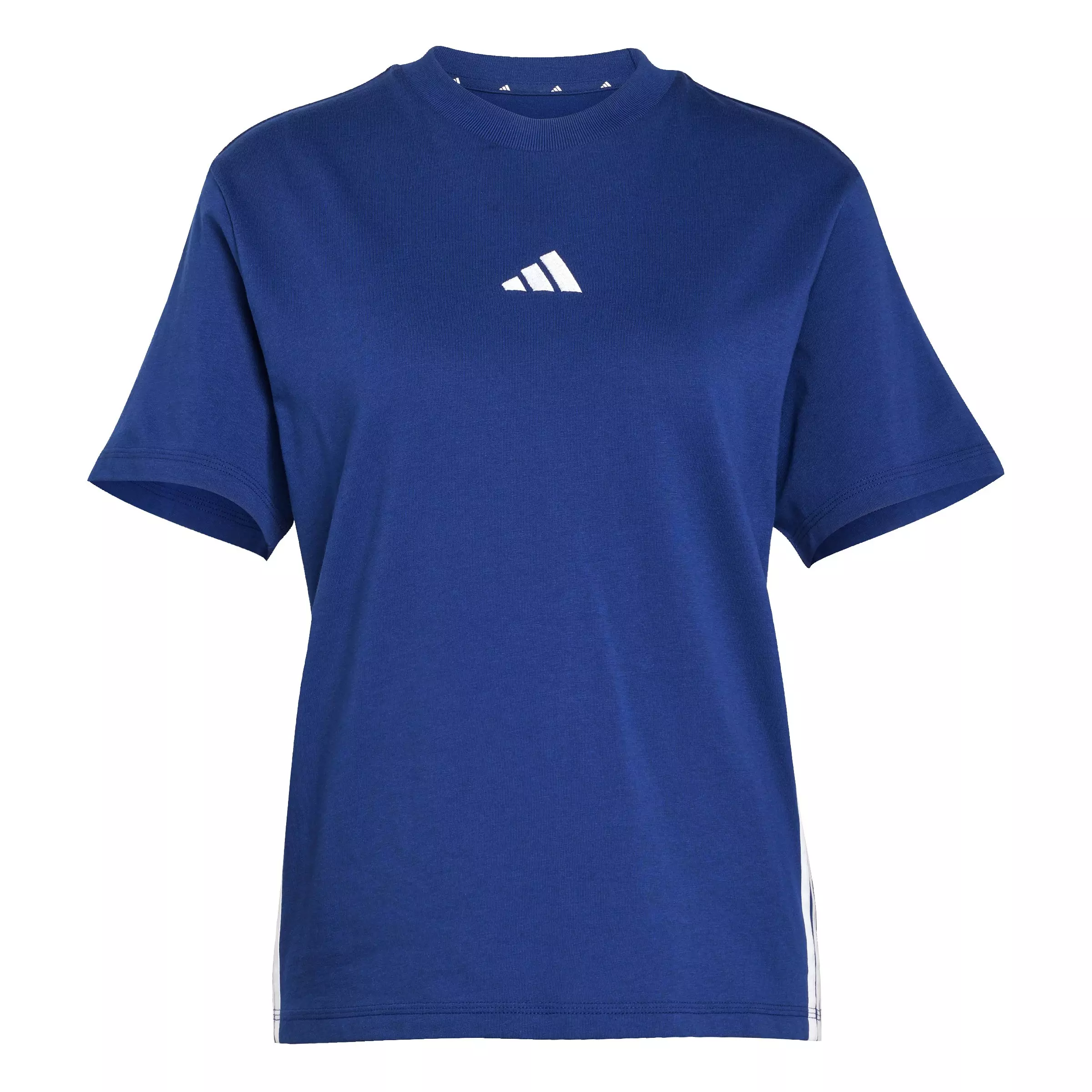 adidas Women's Essentials 3-Stripes Cotton T-Shirt - Blue/White - BLUE/WHITE