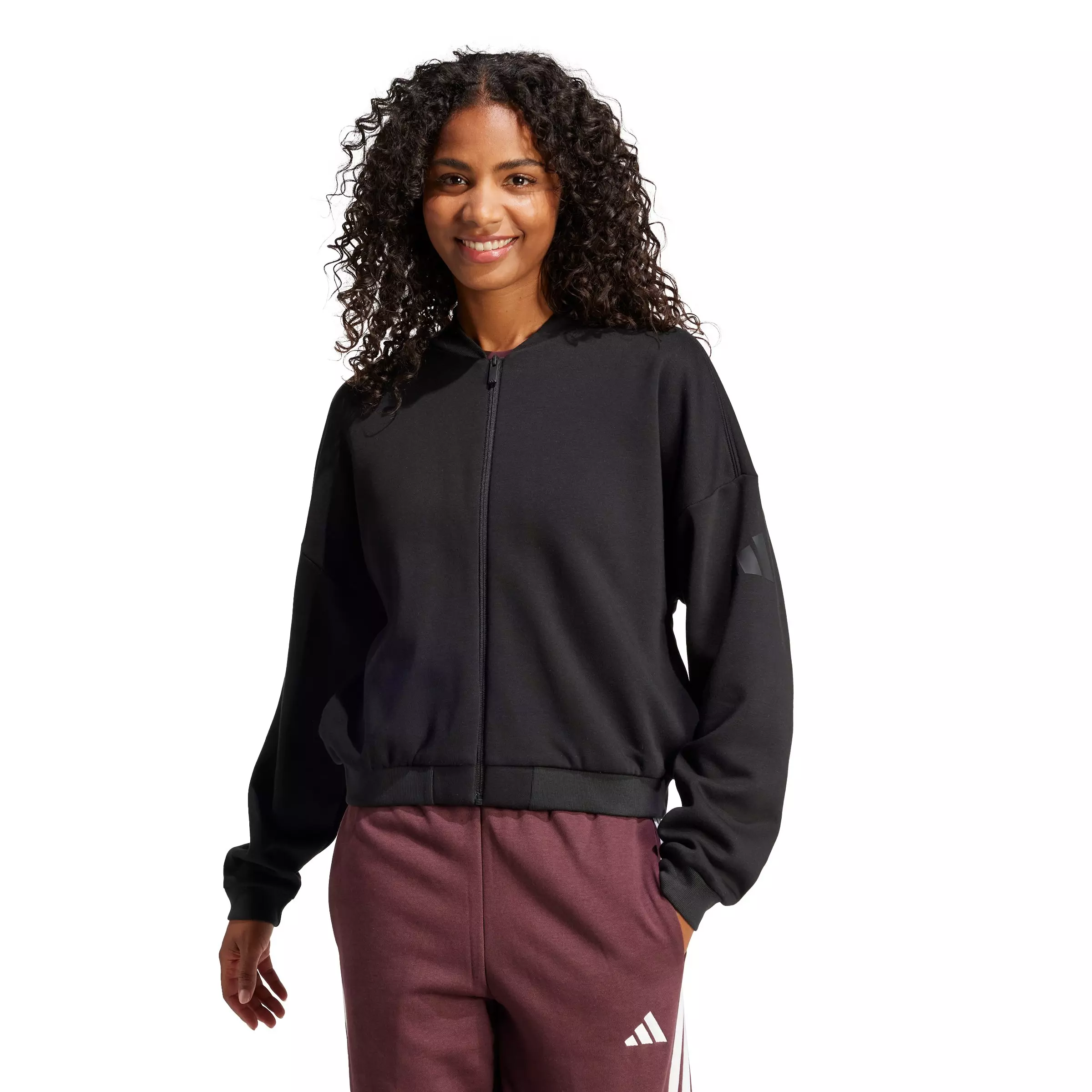adidas Women's Essentials Contemporary Logo Bomber Jacket - Black - BLACK