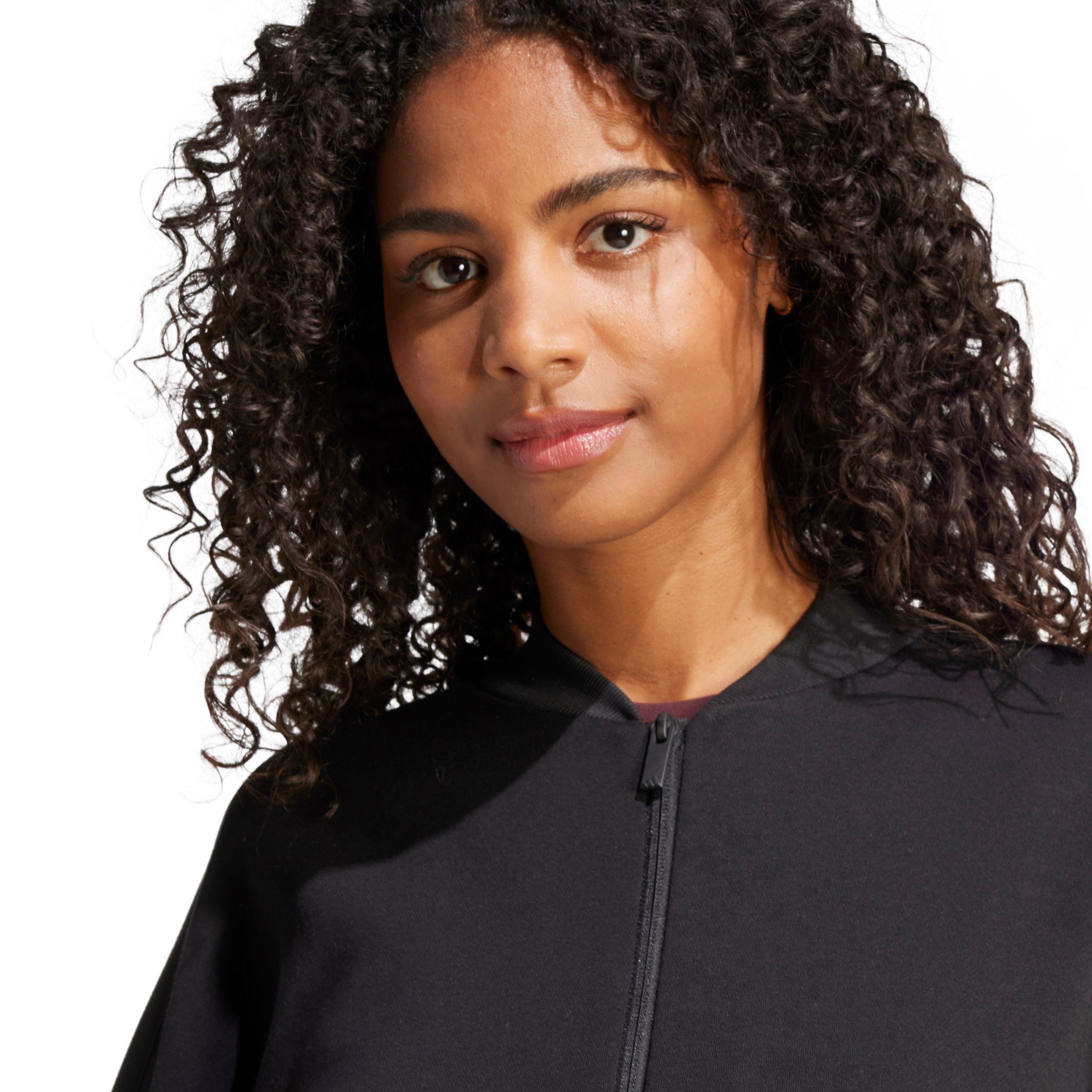 adidas Women's Essentials Contemporary Logo Bomber Jacket - Black - BLACK Thumbnail View 3