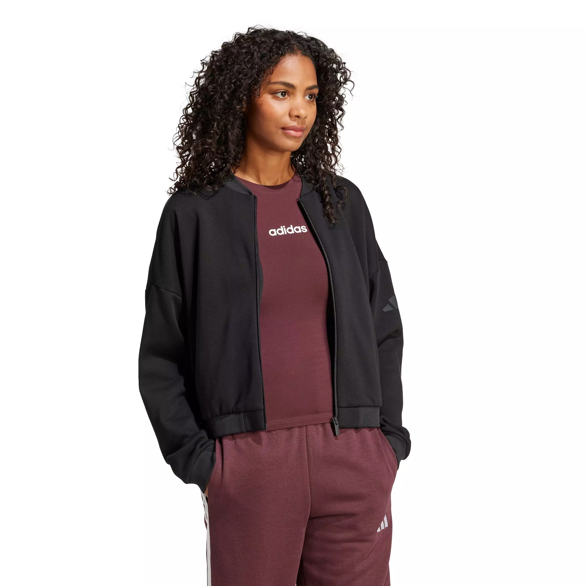 adidas Women's Essentials Contemporary Logo Bomber Jacket - Black - BLACK