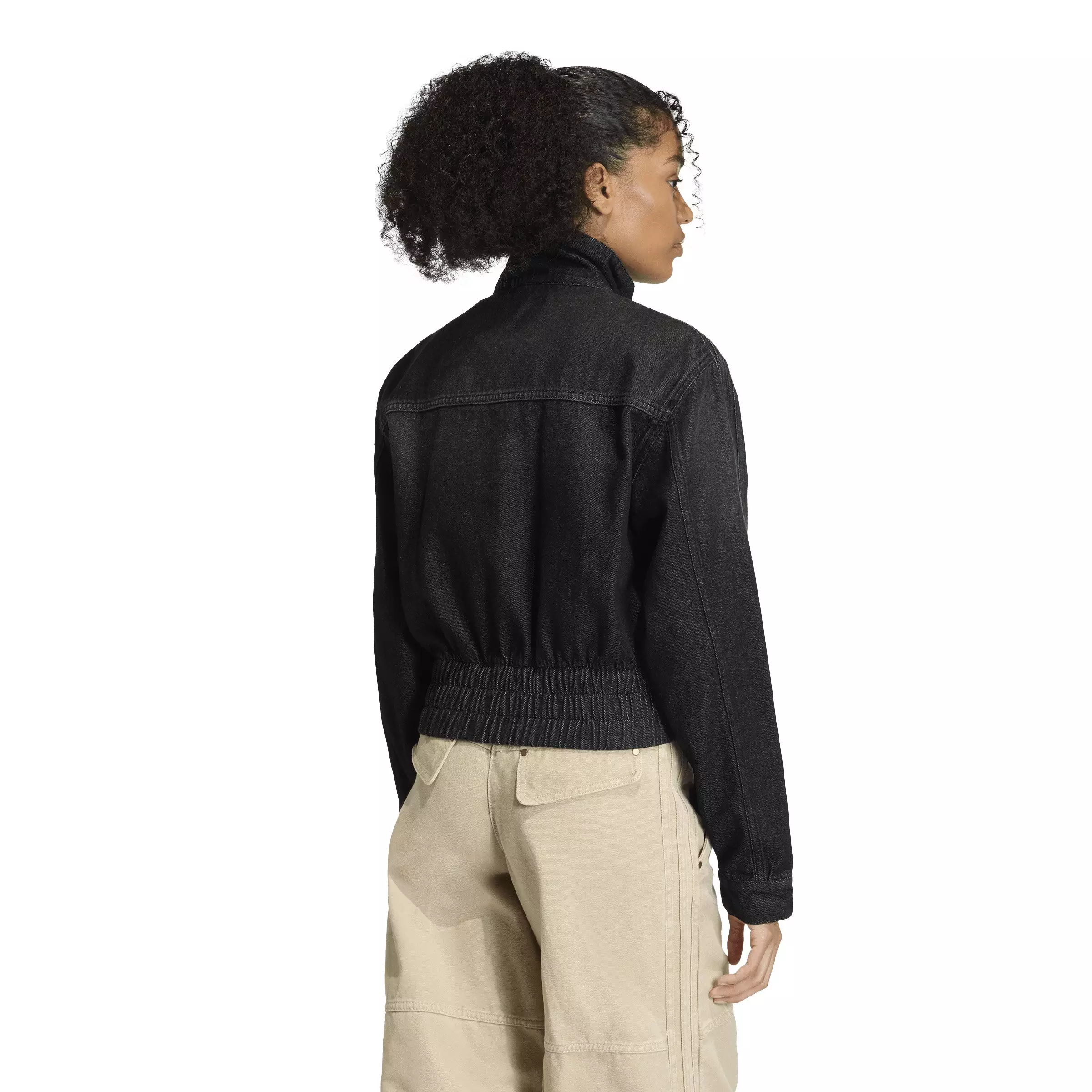 adidas Originals Women's Black Wash Denim Track Jacket - BLACK