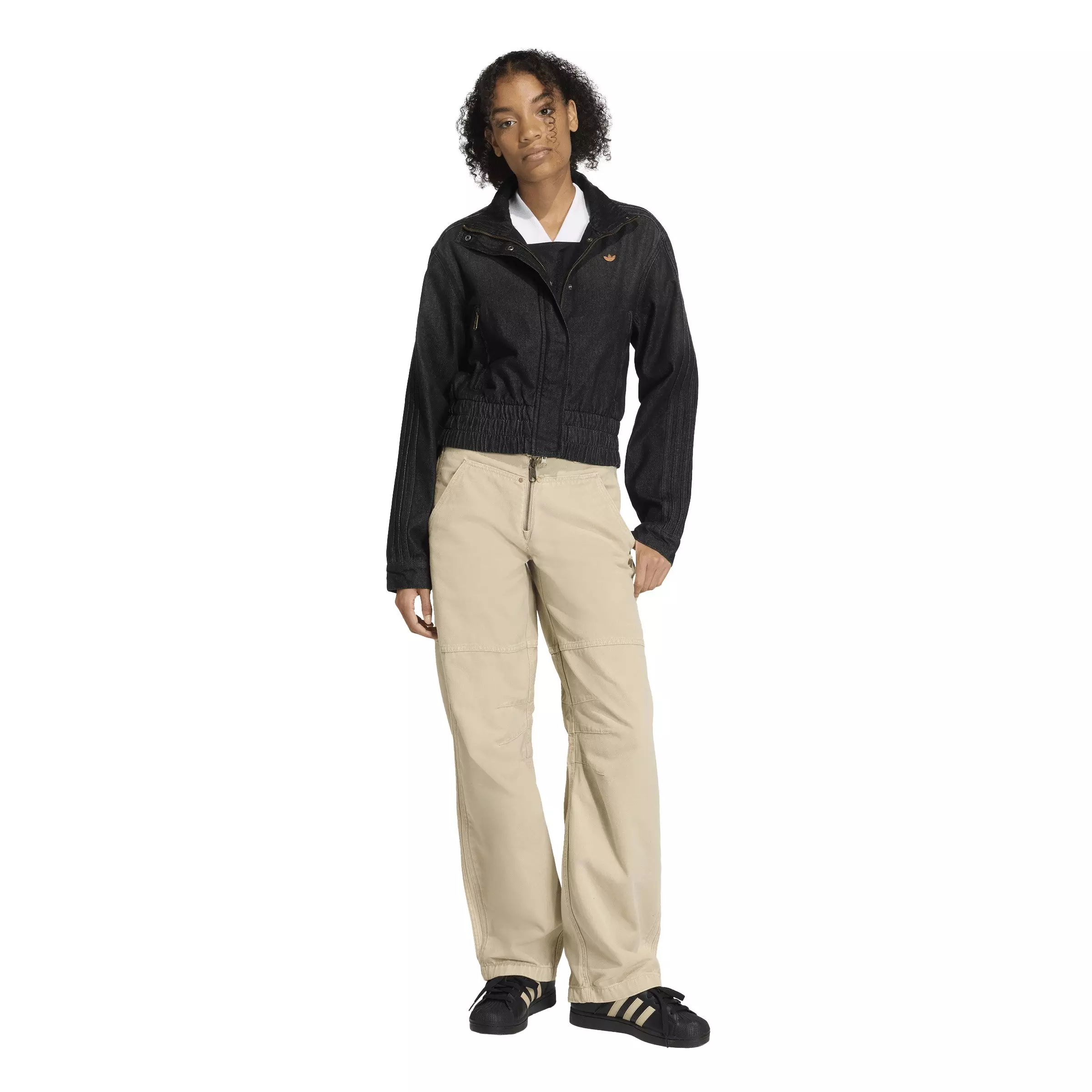 adidas Originals Women's Black Wash Denim Track Jacket - BLACK