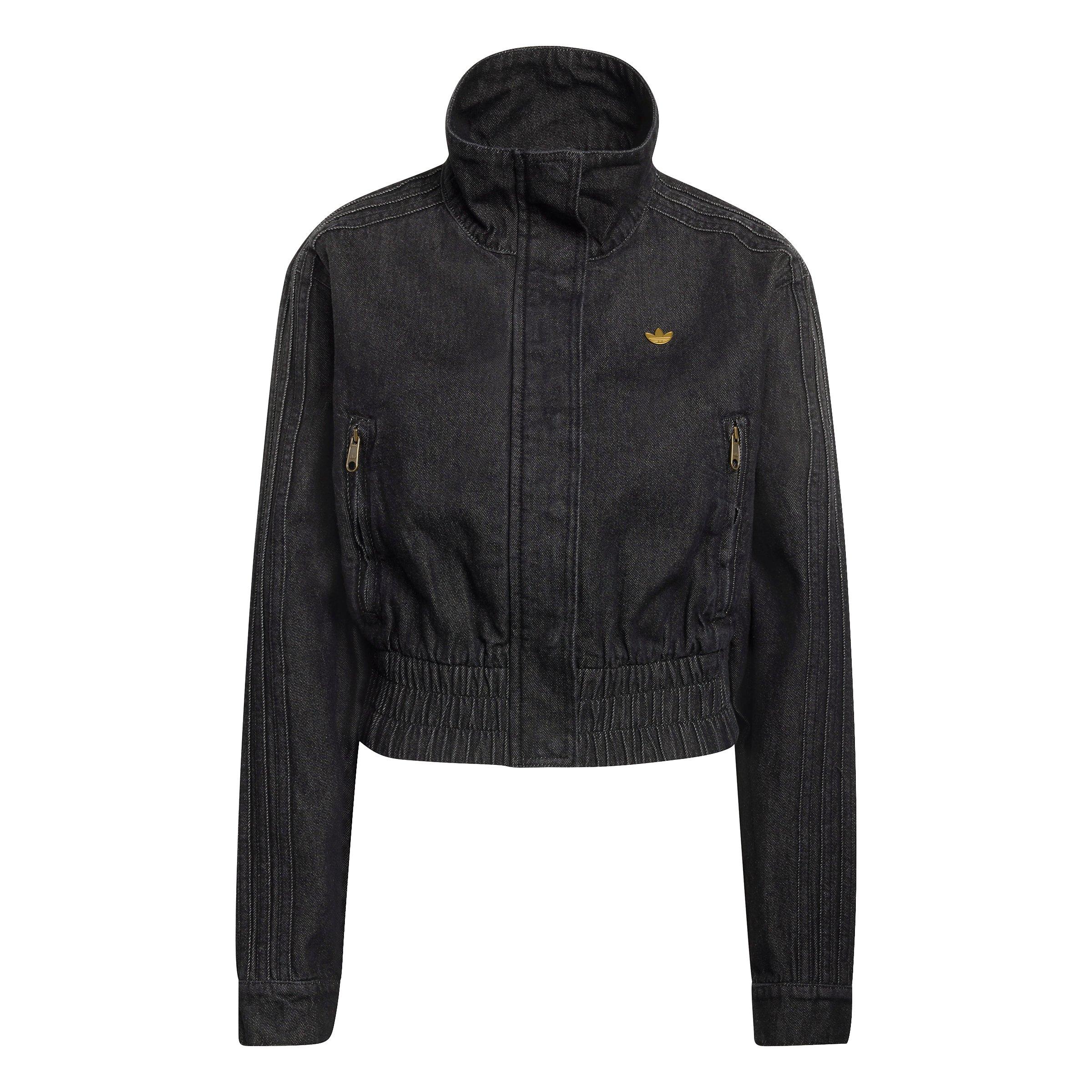 adidas Originals Women's Black Wash Denim Track Jacket - BLACK Thumbnail View 6