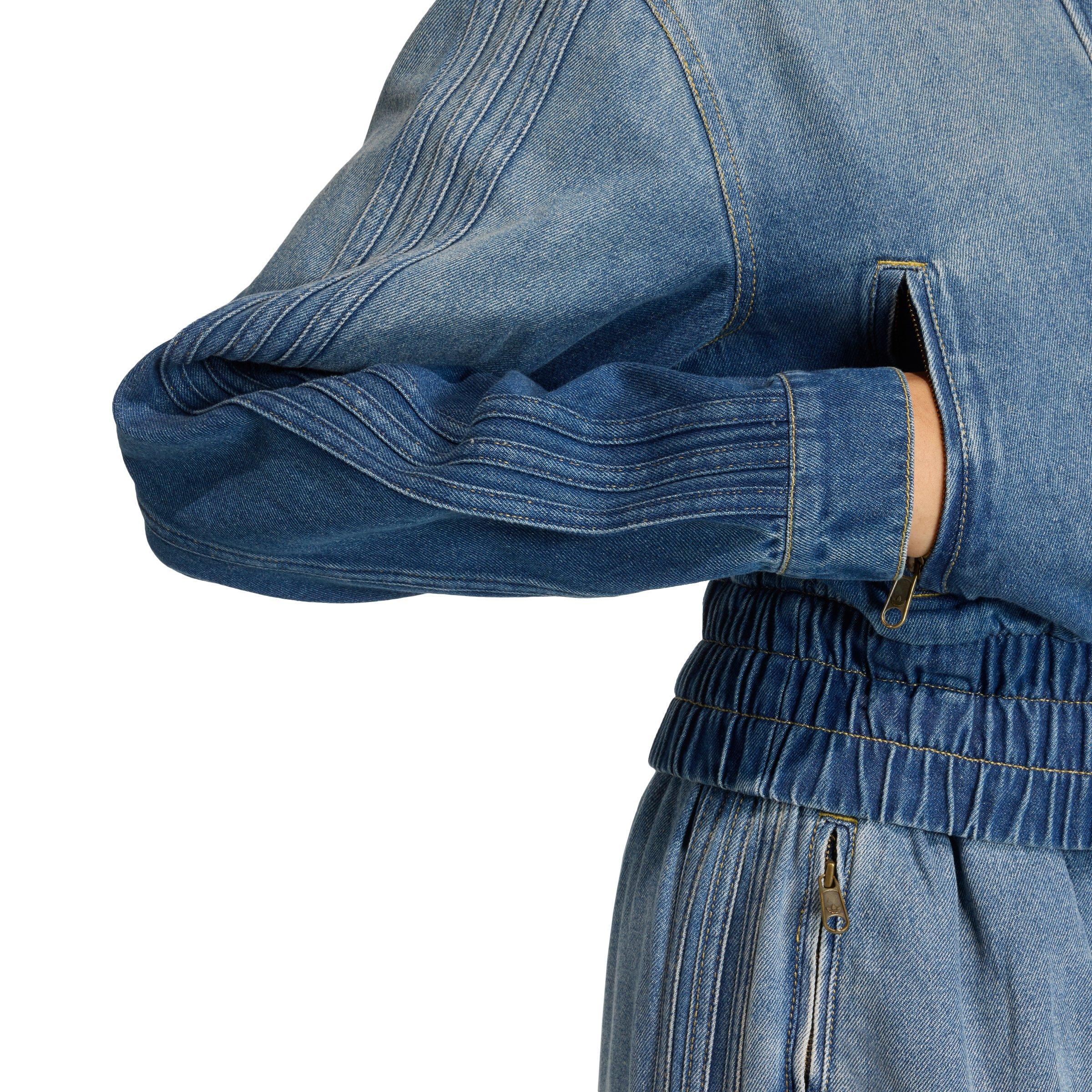 adidas Originals Women's Medium Blue Wash Denim Track Jacket - DENIM Thumbnail View 4