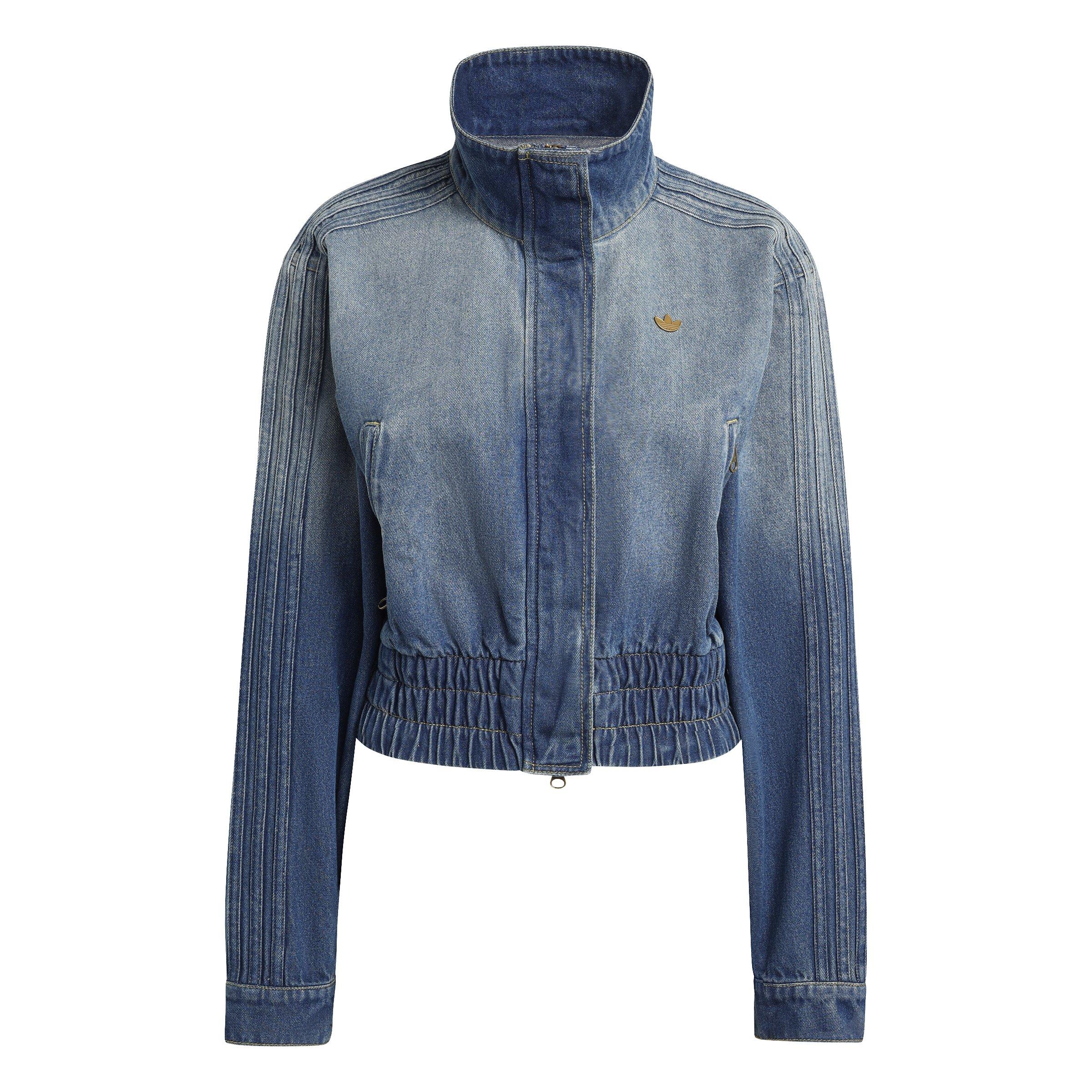 adidas Originals Women's Medium Blue Wash Denim Track Jacket - DENIM Thumbnail View 6