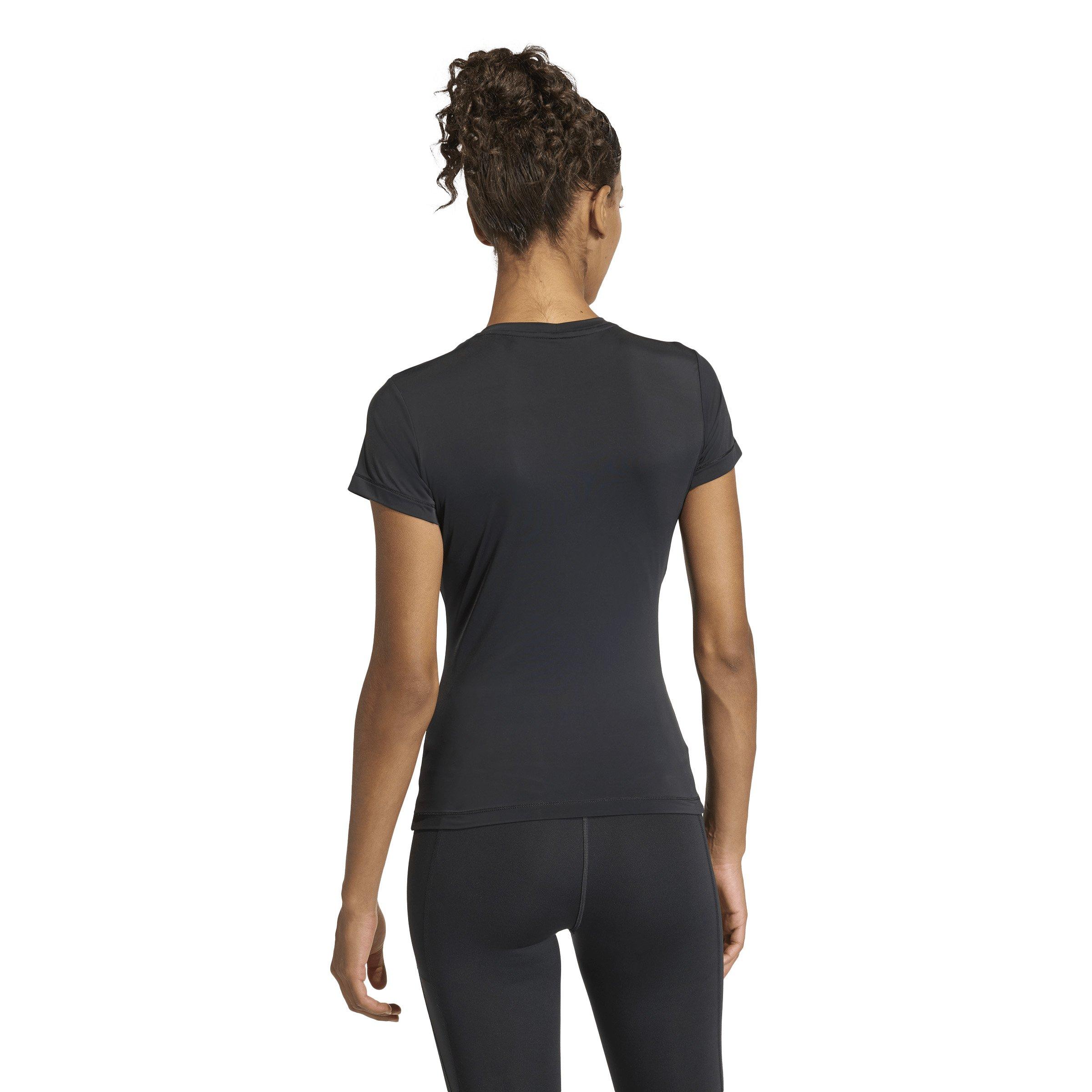 adidas Women's Power Essentials Workout Contour T-Shirt - Black - BLACK Thumbnail View 2