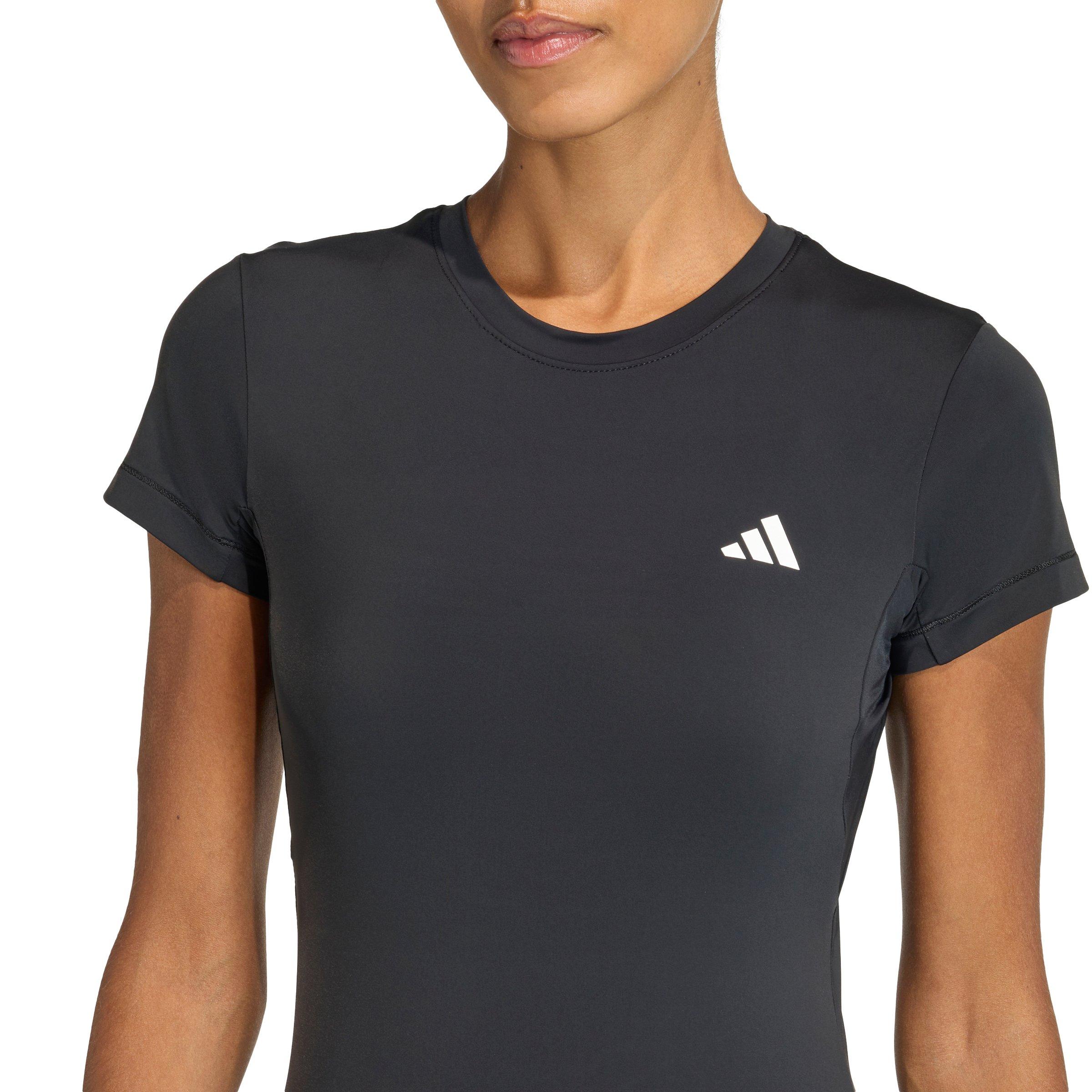adidas Women's Power Essentials Workout Contour T-Shirt - Black - BLACK Thumbnail View 3
