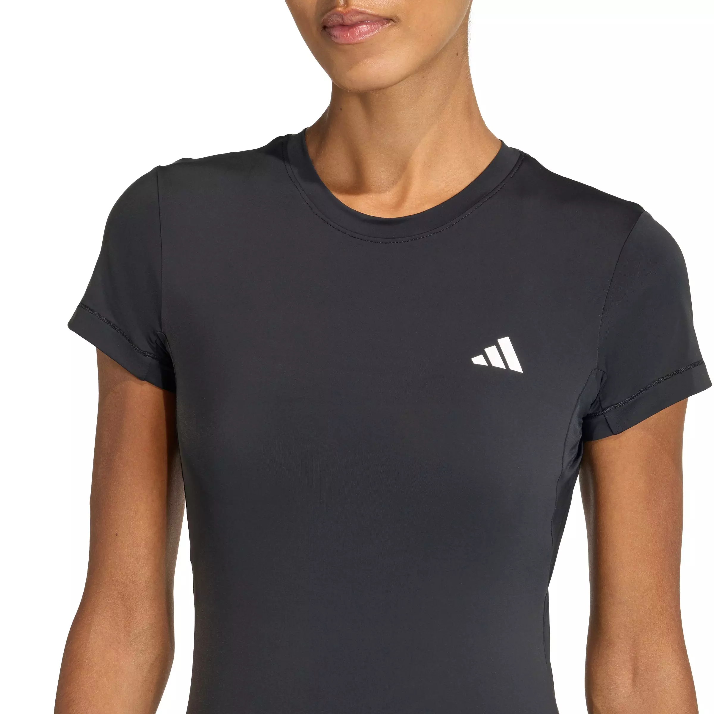 adidas Women's Power Essentials Workout Contour T-Shirt - Black - BLACK