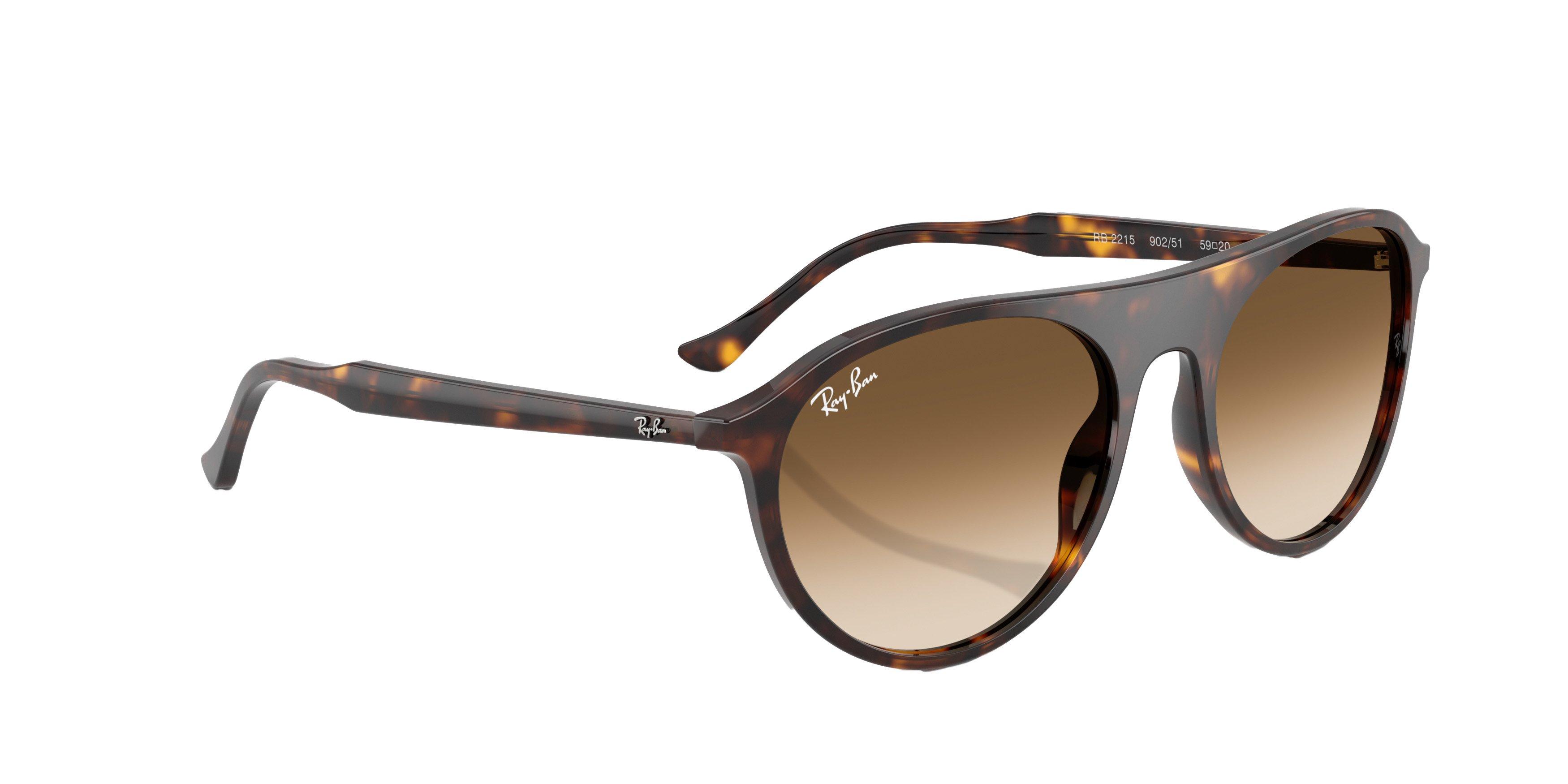 Ray-Ban RB2215 Brown Gradient Sunglasses - Yellow Turtle - YELLOW/BROWN Thumbnail View 4
