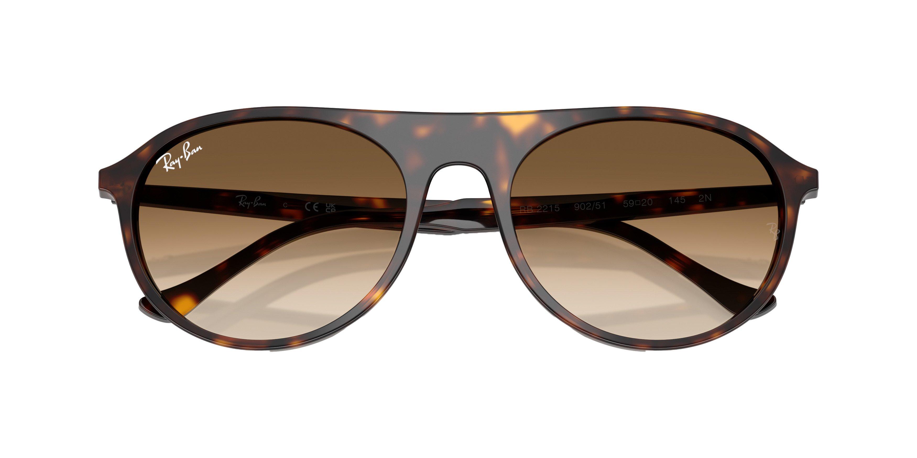 Ray-Ban RB2215 Brown Gradient Sunglasses - Yellow Turtle - YELLOW/BROWN Thumbnail View 5