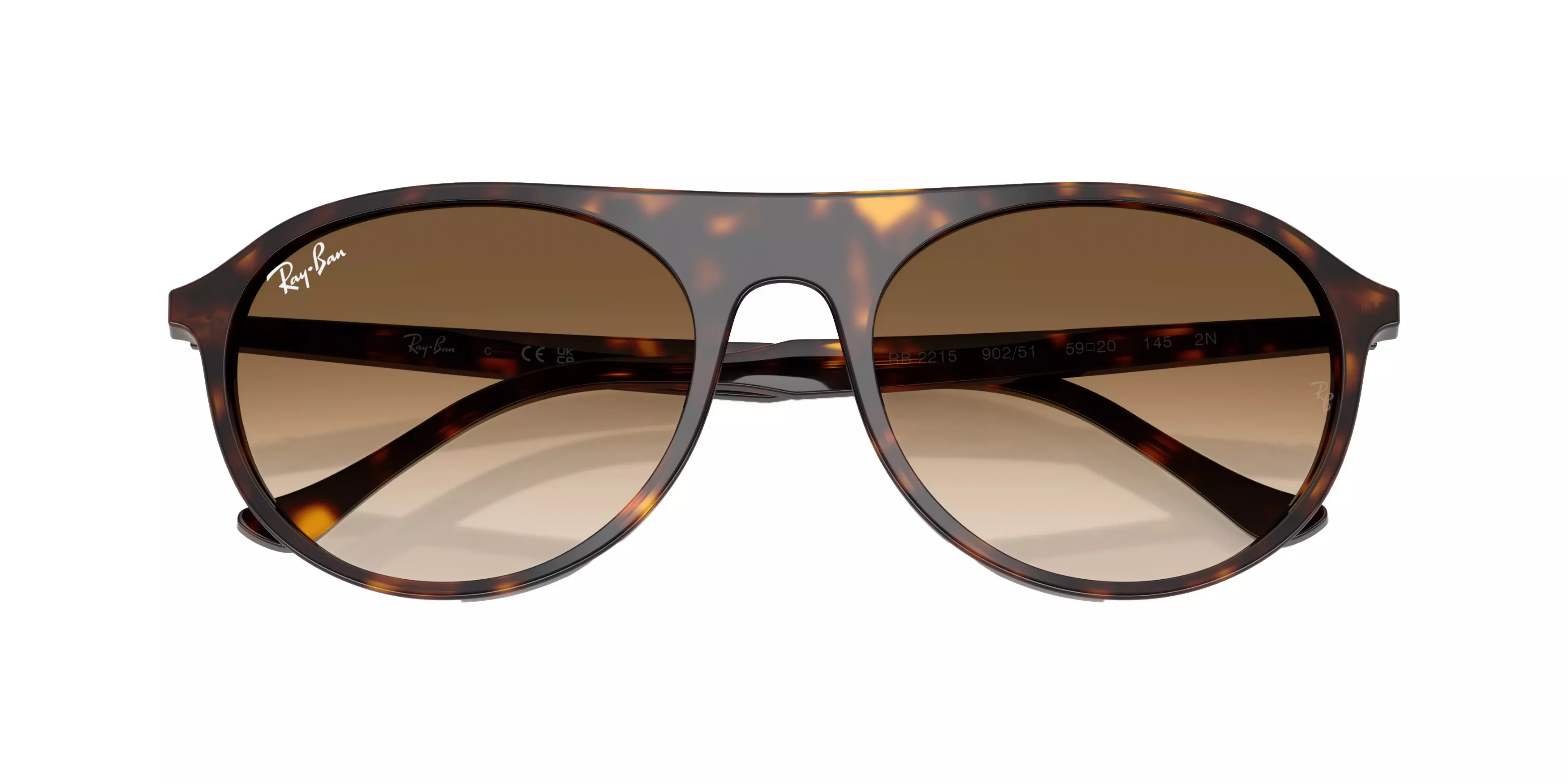 Ray-Ban RB2215 Brown Gradient Sunglasses - Yellow Turtle - YELLOW/BROWN