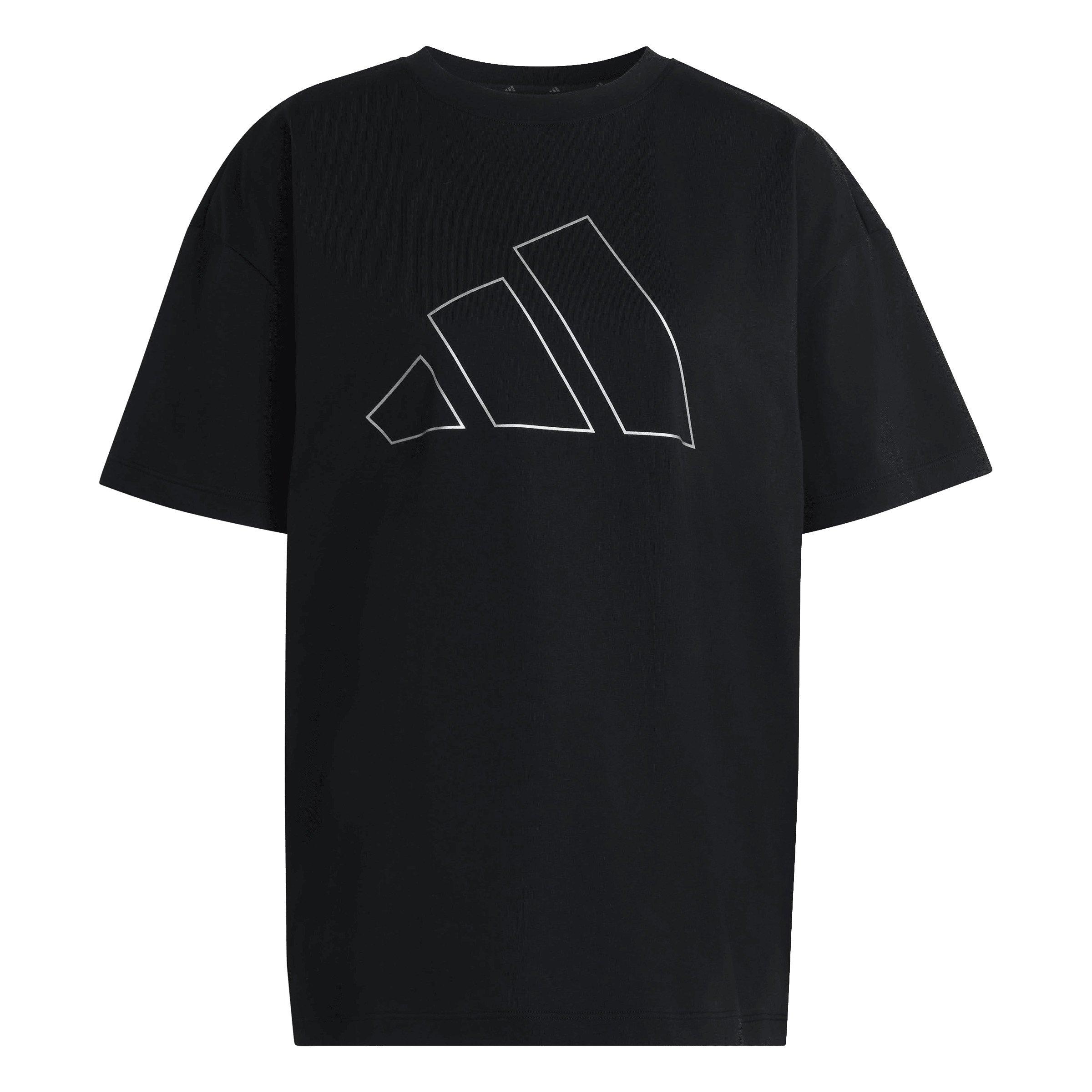 adidas Women's Power Essentials Workout Oversized Logo T-Shirt - Black - BLACK Thumbnail View 6