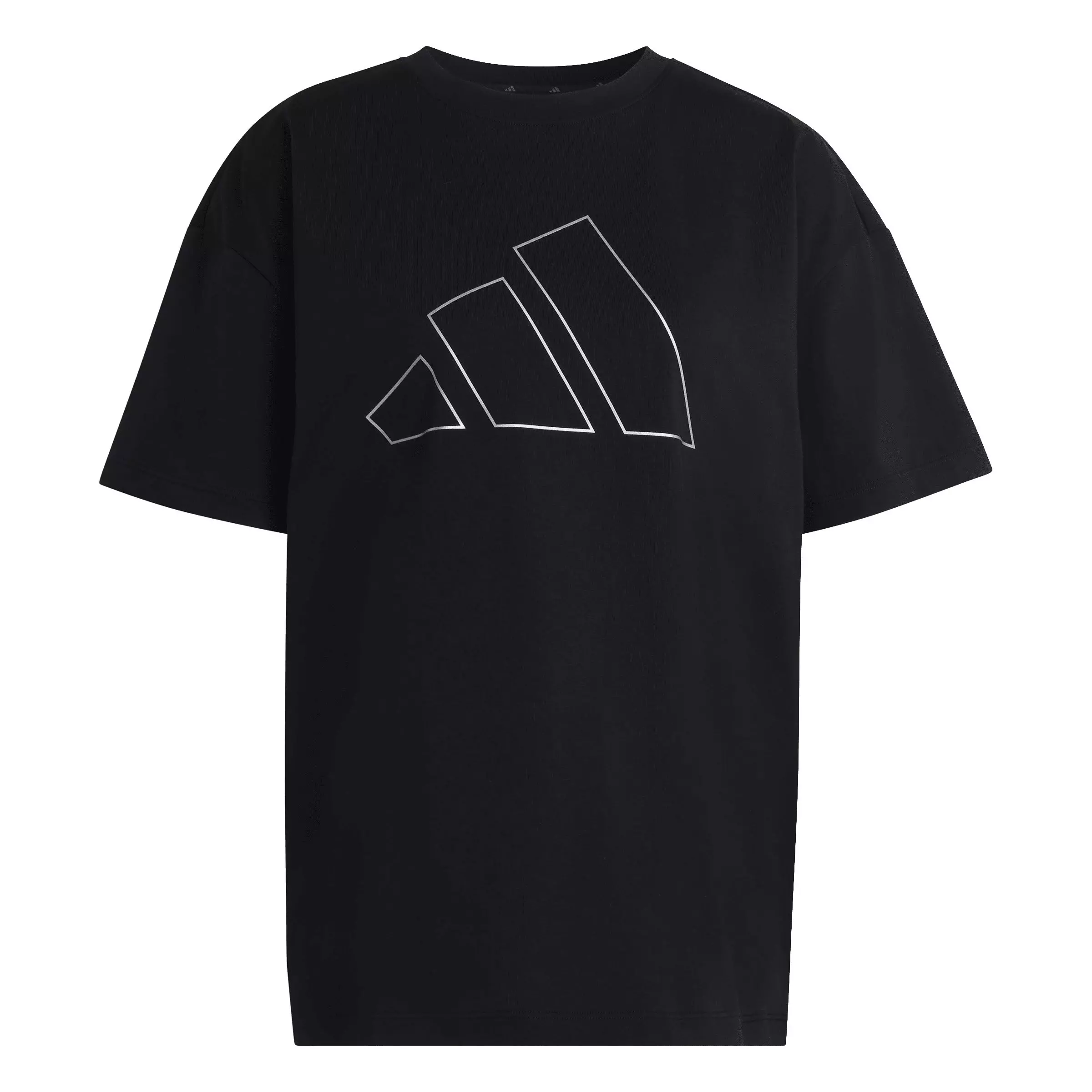 adidas Women's Power Essentials Workout Oversized Logo T-Shirt - Black - BLACK