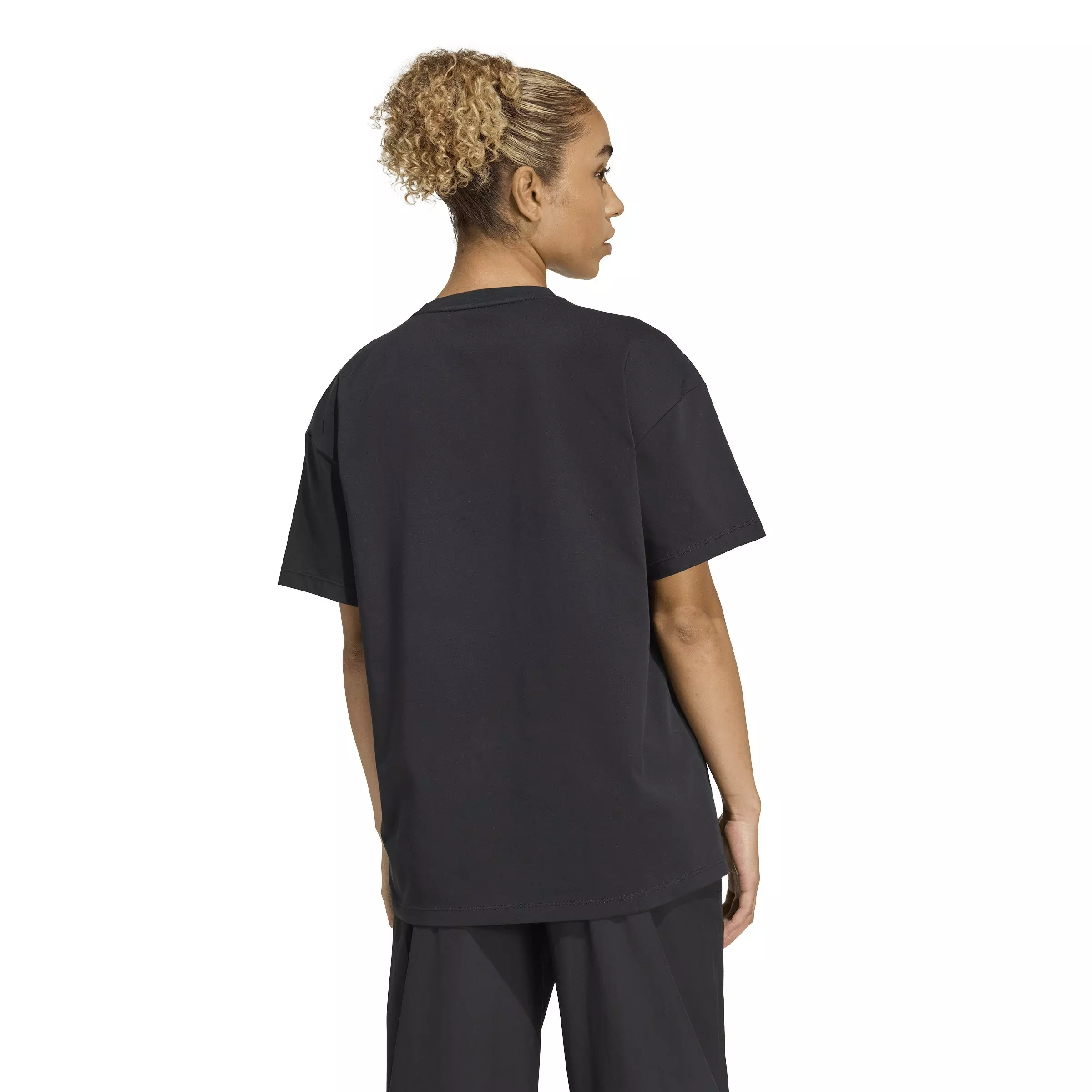 adidas Women's Power Essentials Workout Oversized T-Shirt - Black - BLACK