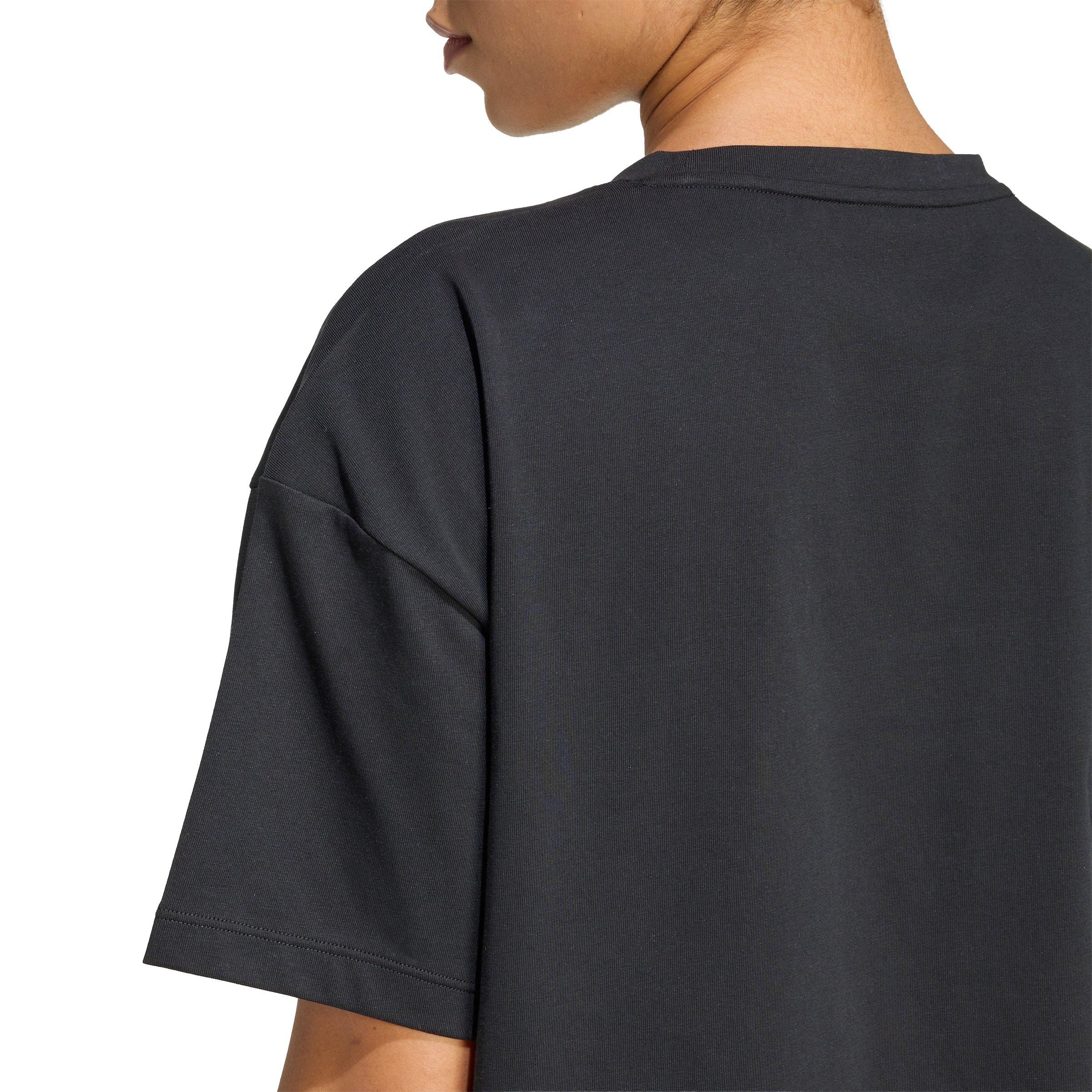 adidas Women's Power Essentials Workout Oversized T-Shirt - Black - BLACK Thumbnail View 4