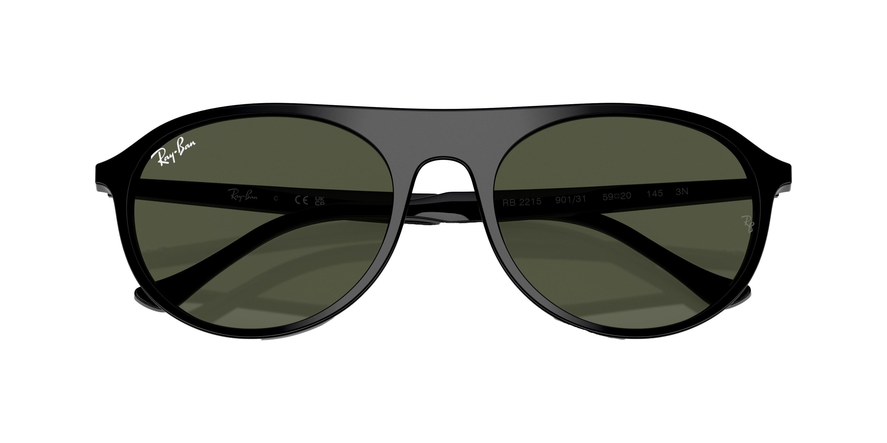 Ray-Ban RB2215 Green Sunglasses - Black - BLACK/GREEN Thumbnail View 5