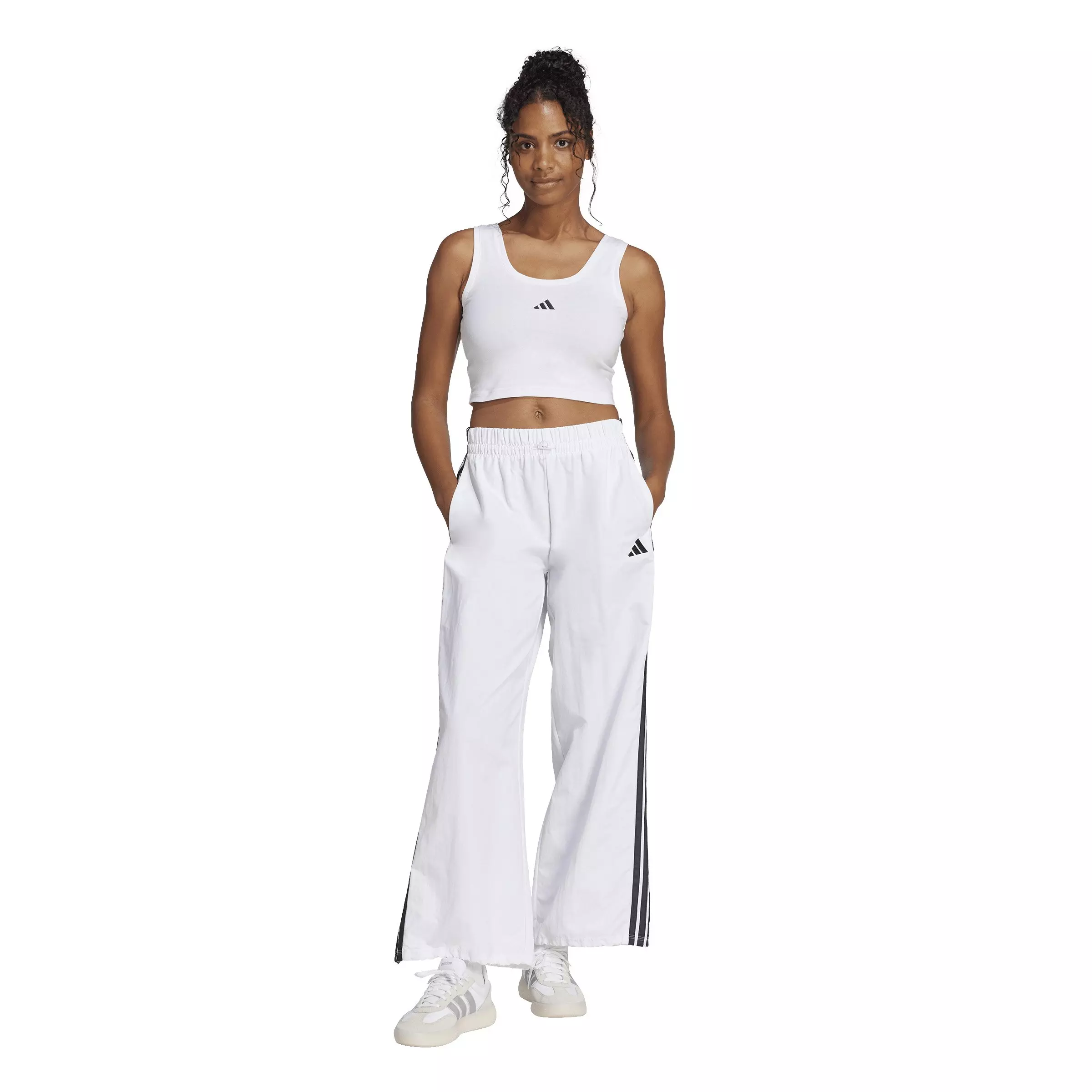 adidas Women's Essentials Small Logo Cotton Lifestyle Tank Top - White/Black - WHITE/BLACK