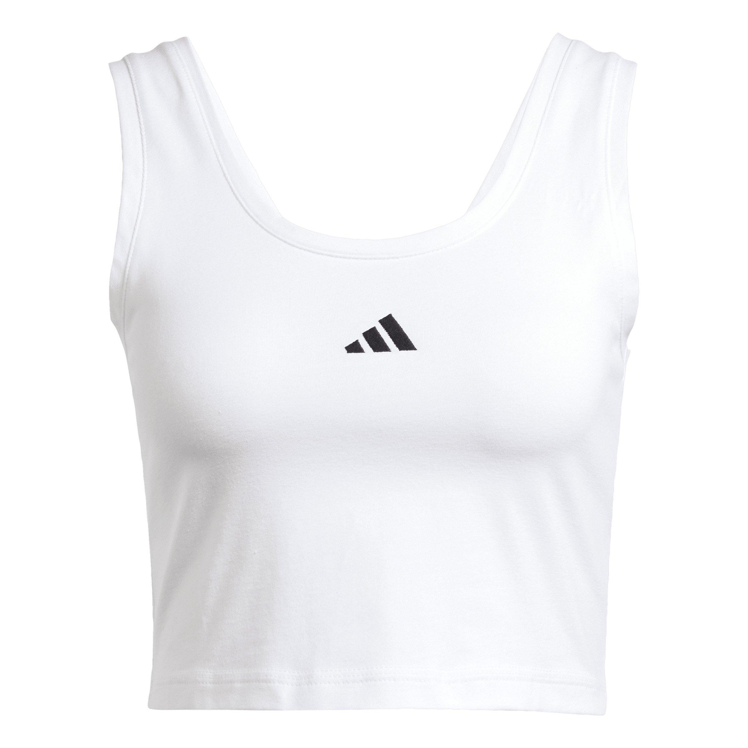 adidas Women's Essentials Small Logo Cotton Lifestyle Tank Top - White/Black - WHITE/BLACK Thumbnail View 7