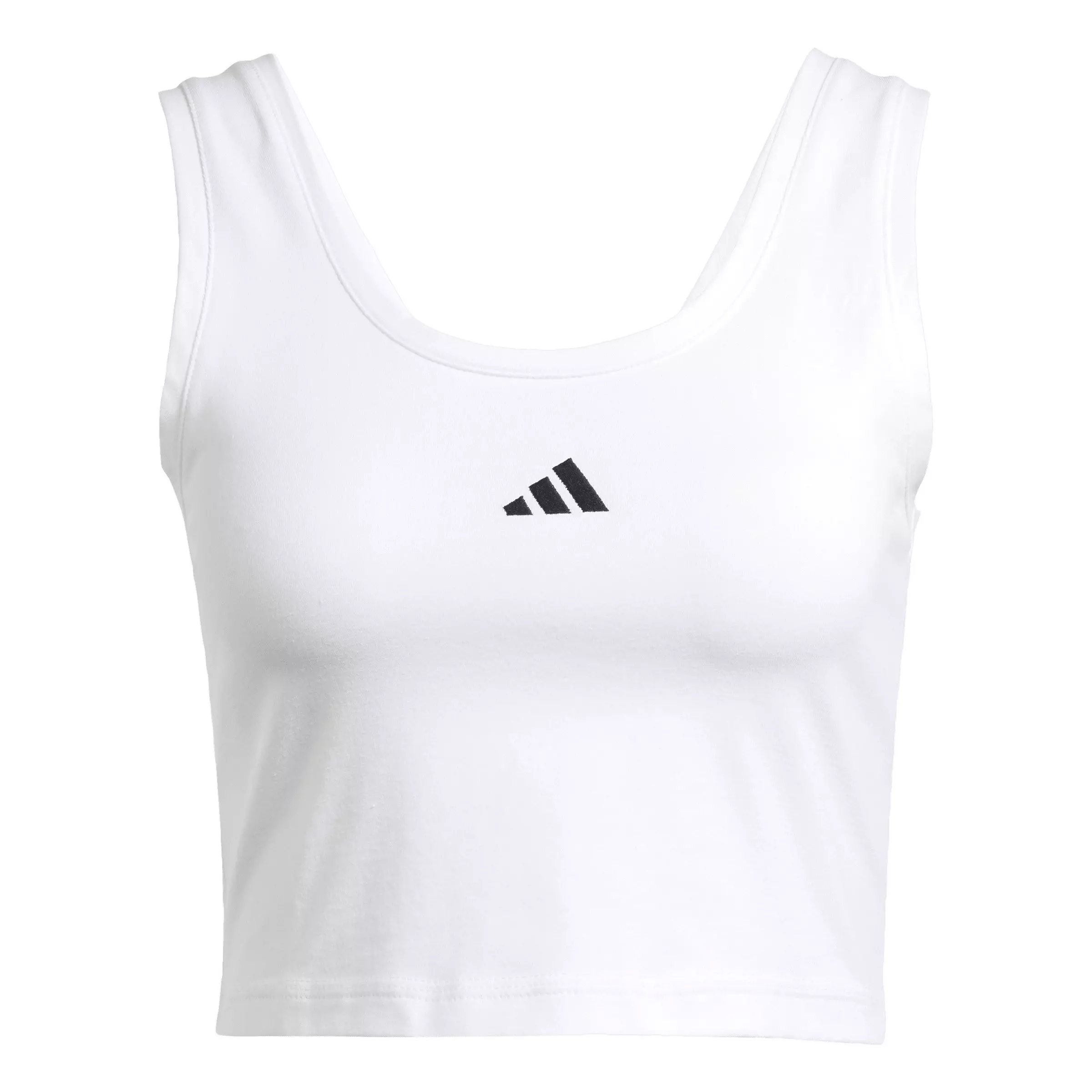 adidas Women's Essentials Small Logo Cotton Lifestyle Tank Top - White/Black - WHITE/BLACK