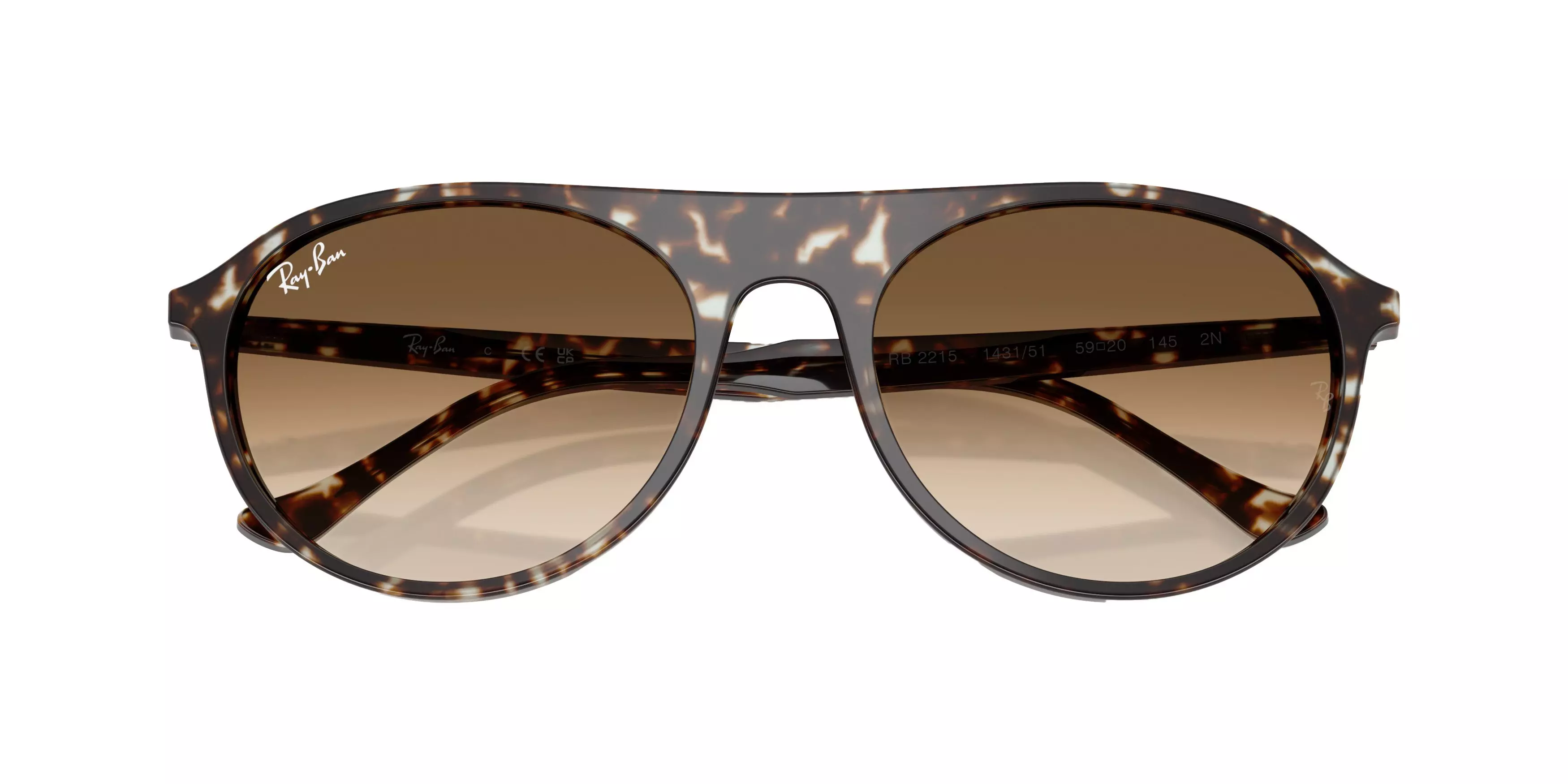 Ray-Ban RB2215 Brown Gradient Sunglasses - Tortoise - BROWN