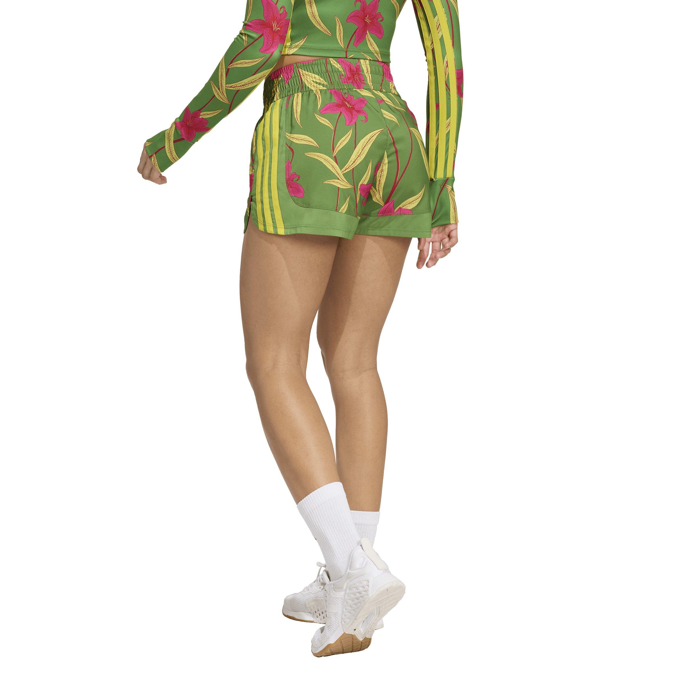 adidas Women's x FARM Rio Pacer Shorts - Green/Pink/Yellow - GREEN/PINK/YELLOW Thumbnail View 2