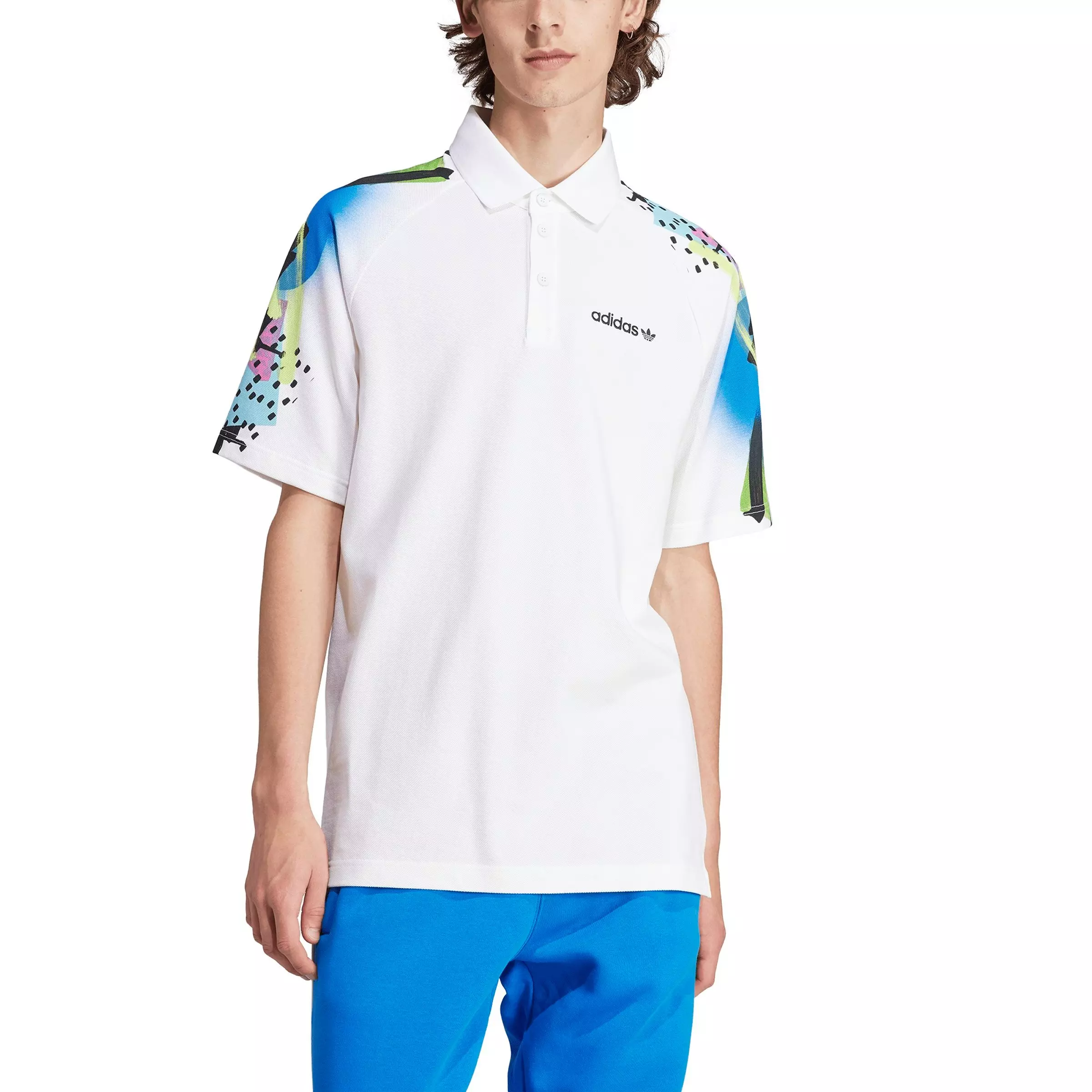adidas Originals Men's Retro Graphic Polo Shirt -White - WHITE