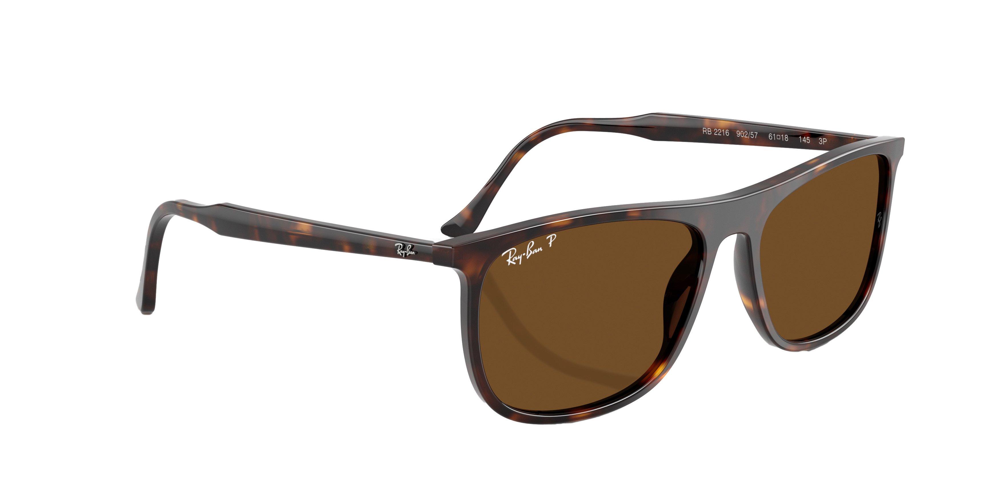 Ray-Ban RB2216 Amber Polarized Sunglasses - Havana - BROWN Thumbnail View 4