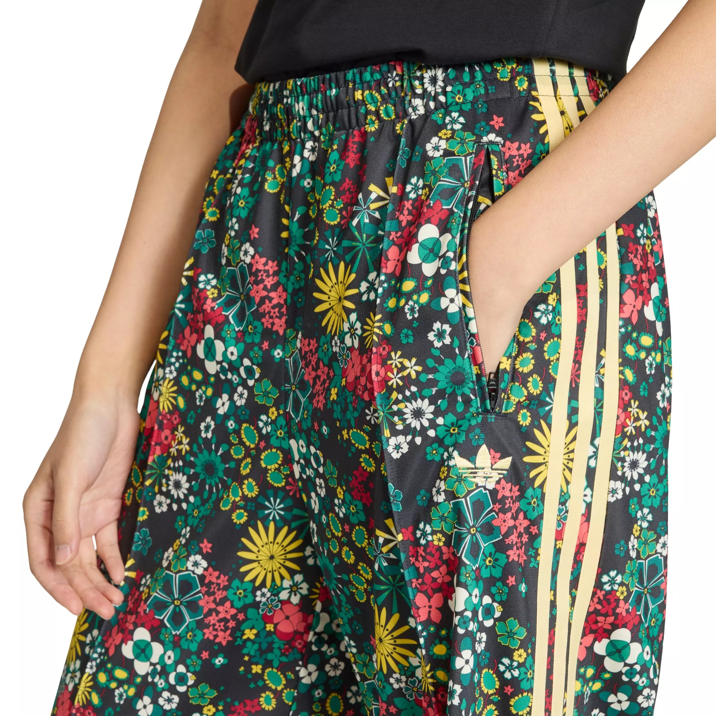 adidas Originals Women's x Liberty London Firebird Track Pants - Black/Green/Yellow - BLACK/GREEN/YELLOW