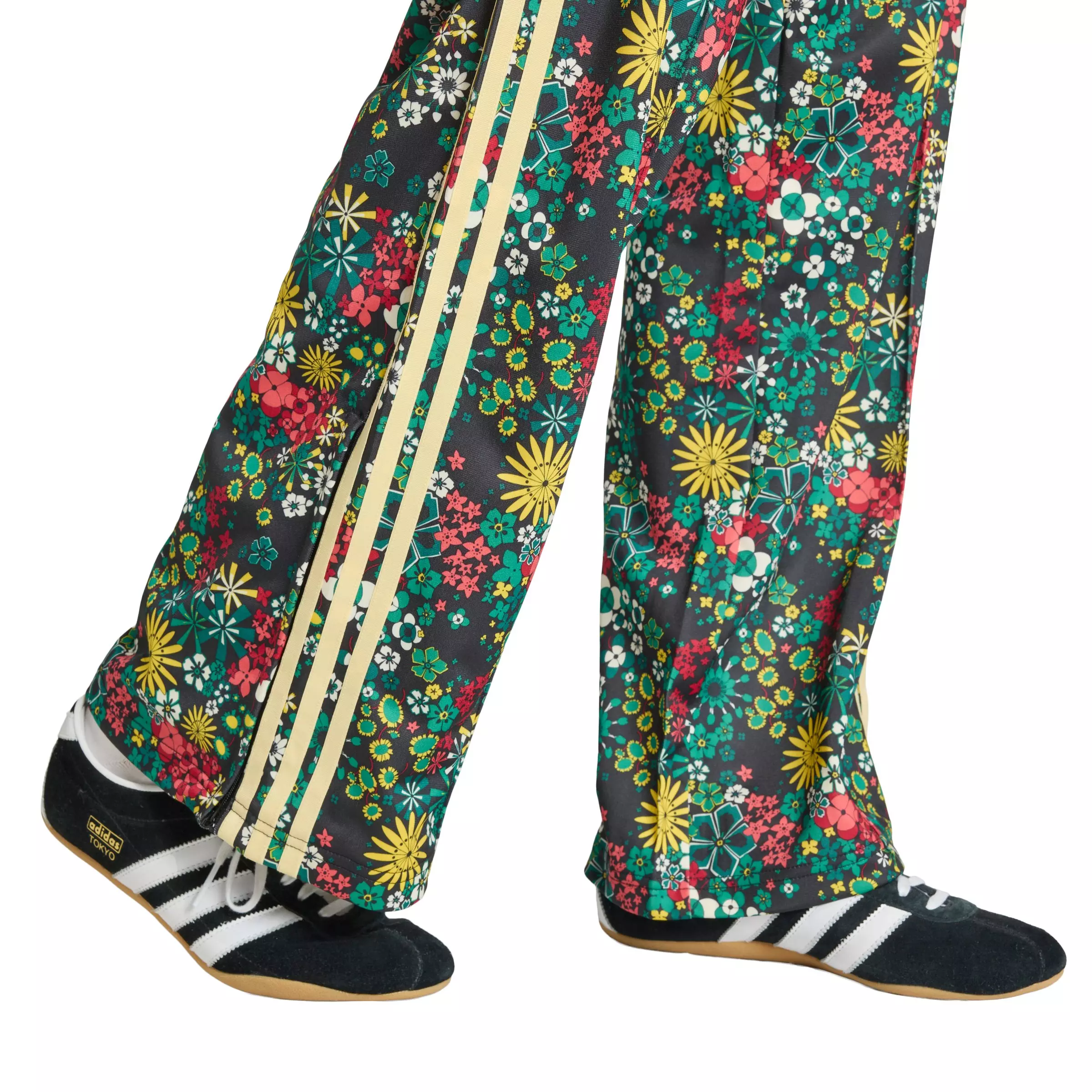 adidas Originals Women's x Liberty London Firebird Track Pants - Black/Green/Yellow - BLACK/GREEN/YELLOW