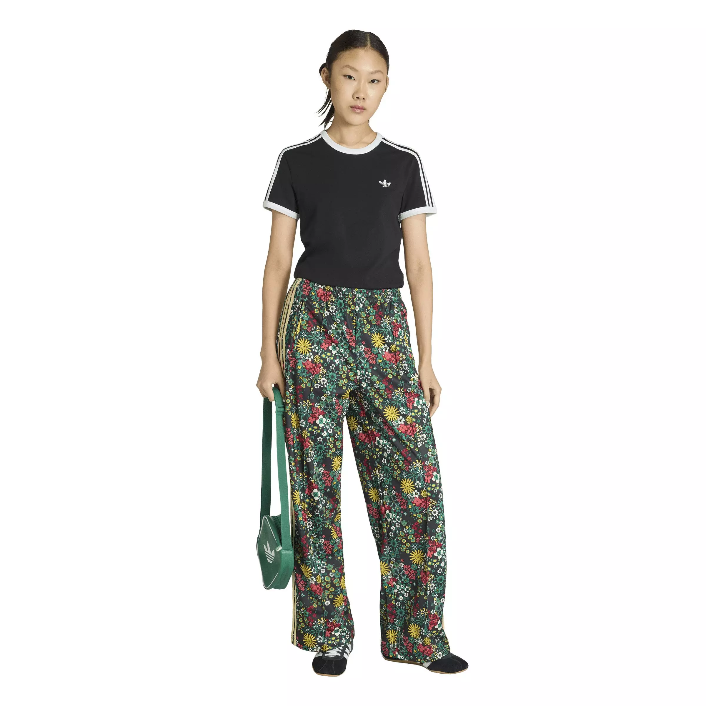 adidas Originals Women's x Liberty London Firebird Track Pants - Black/Green/Yellow - BLACK/GREEN/YELLOW