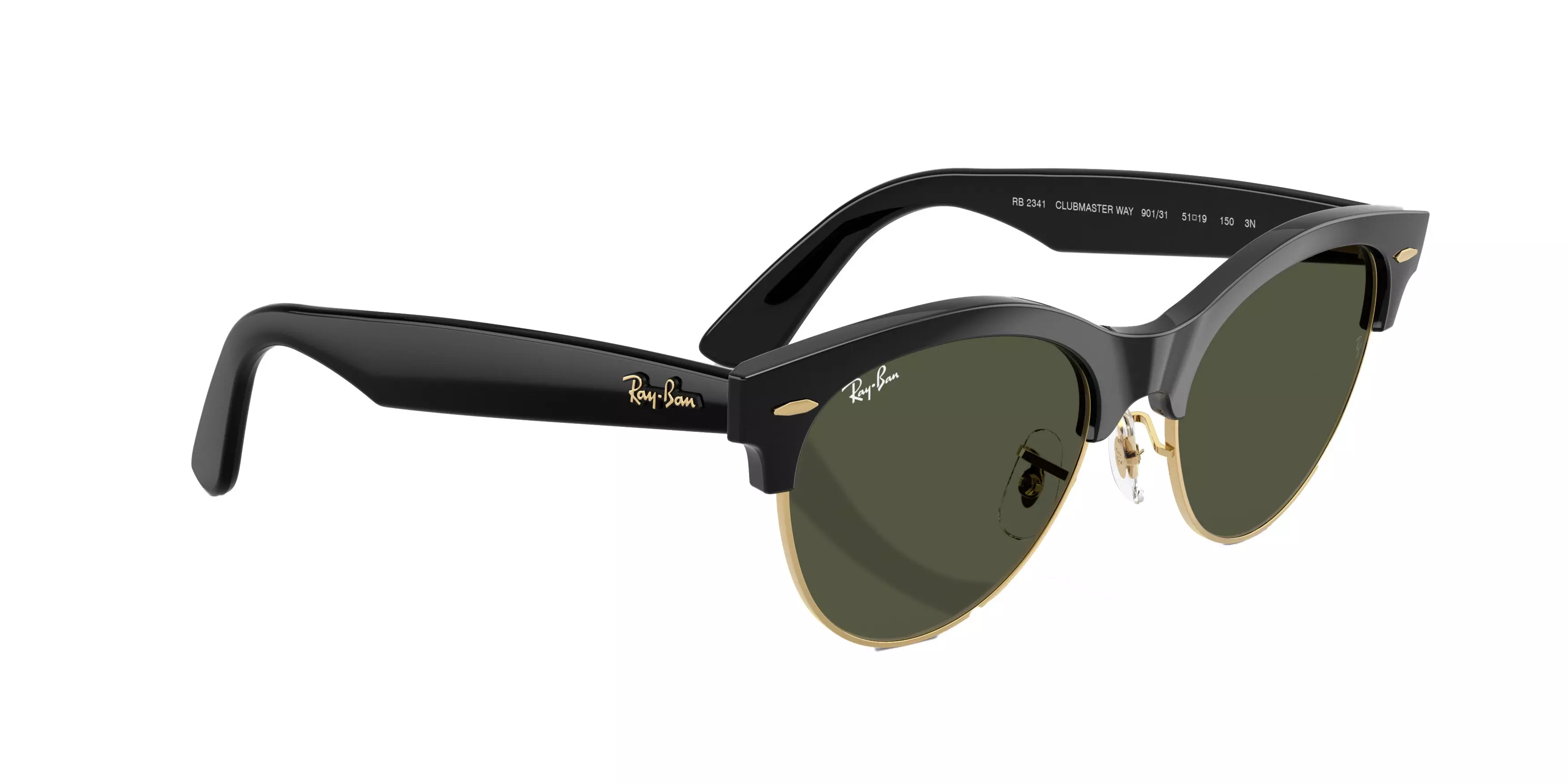 Ray-Ban Clubmaster Way Green Sunglasses - Black - BLACK/GREEN