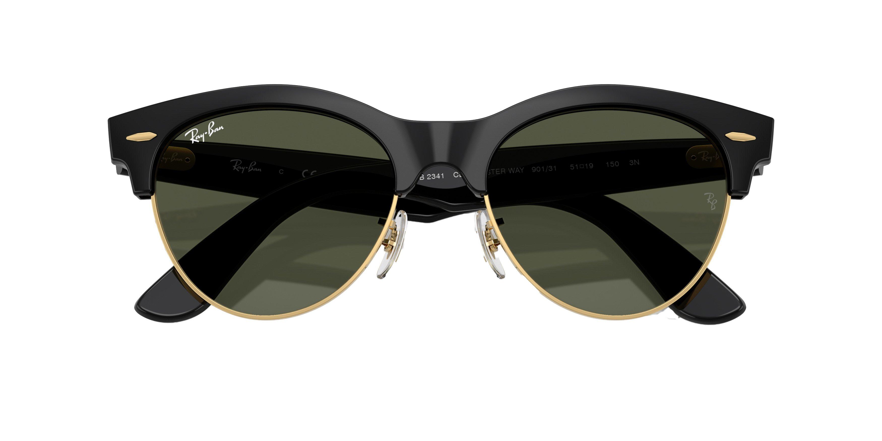 Ray-Ban Clubmaster Way Green Sunglasses - Black - BLACK/GREEN Thumbnail View 5