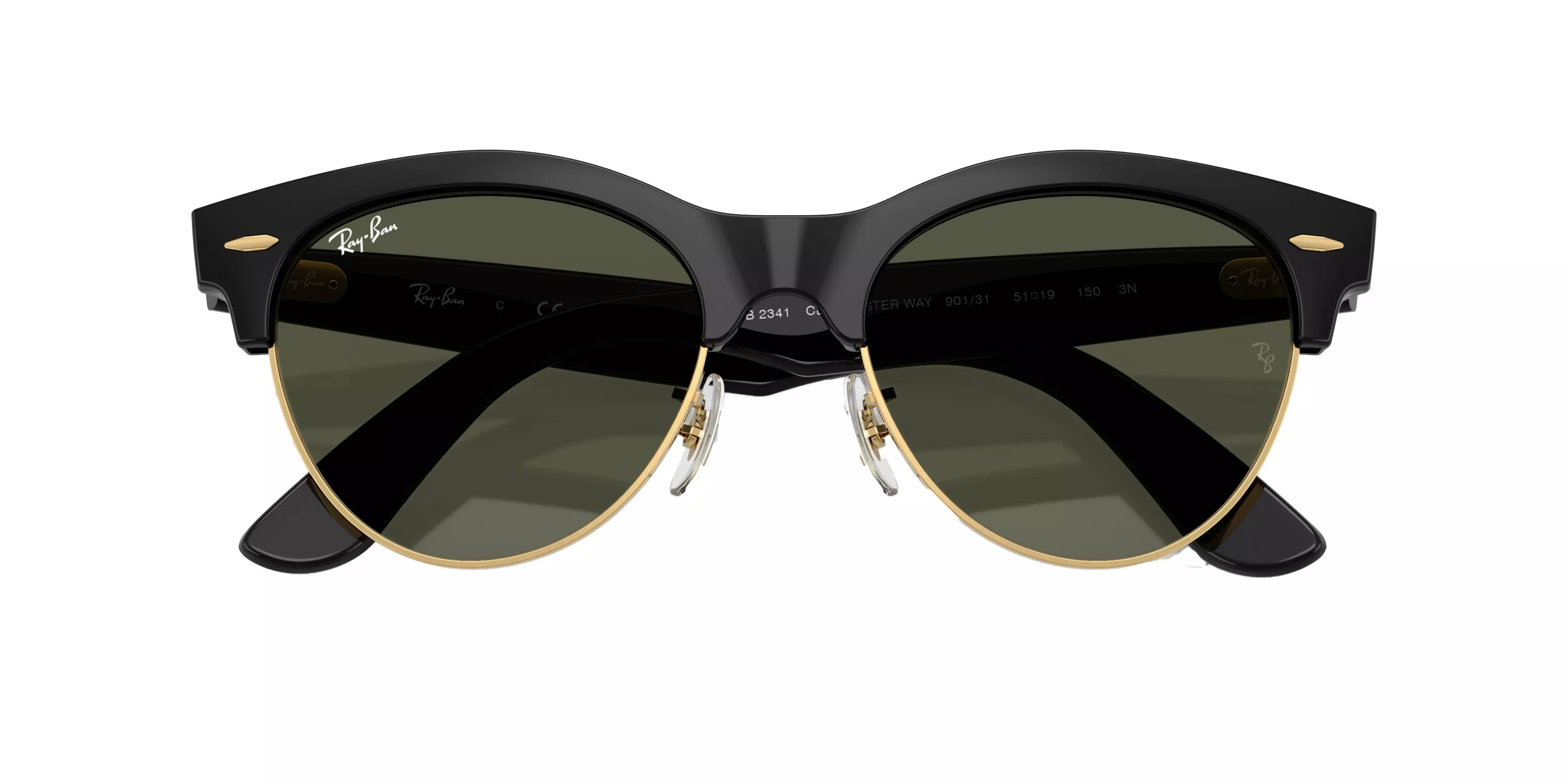 Ray-Ban Clubmaster Way Green Sunglasses - Black - BLACK/GREEN
