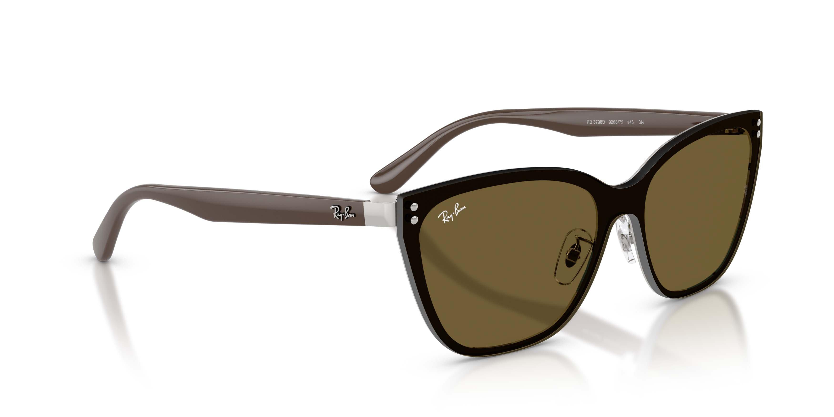 Ray-Ban RB3798D Dark Brown Sunglasses - Silver - SILVER/BROWN