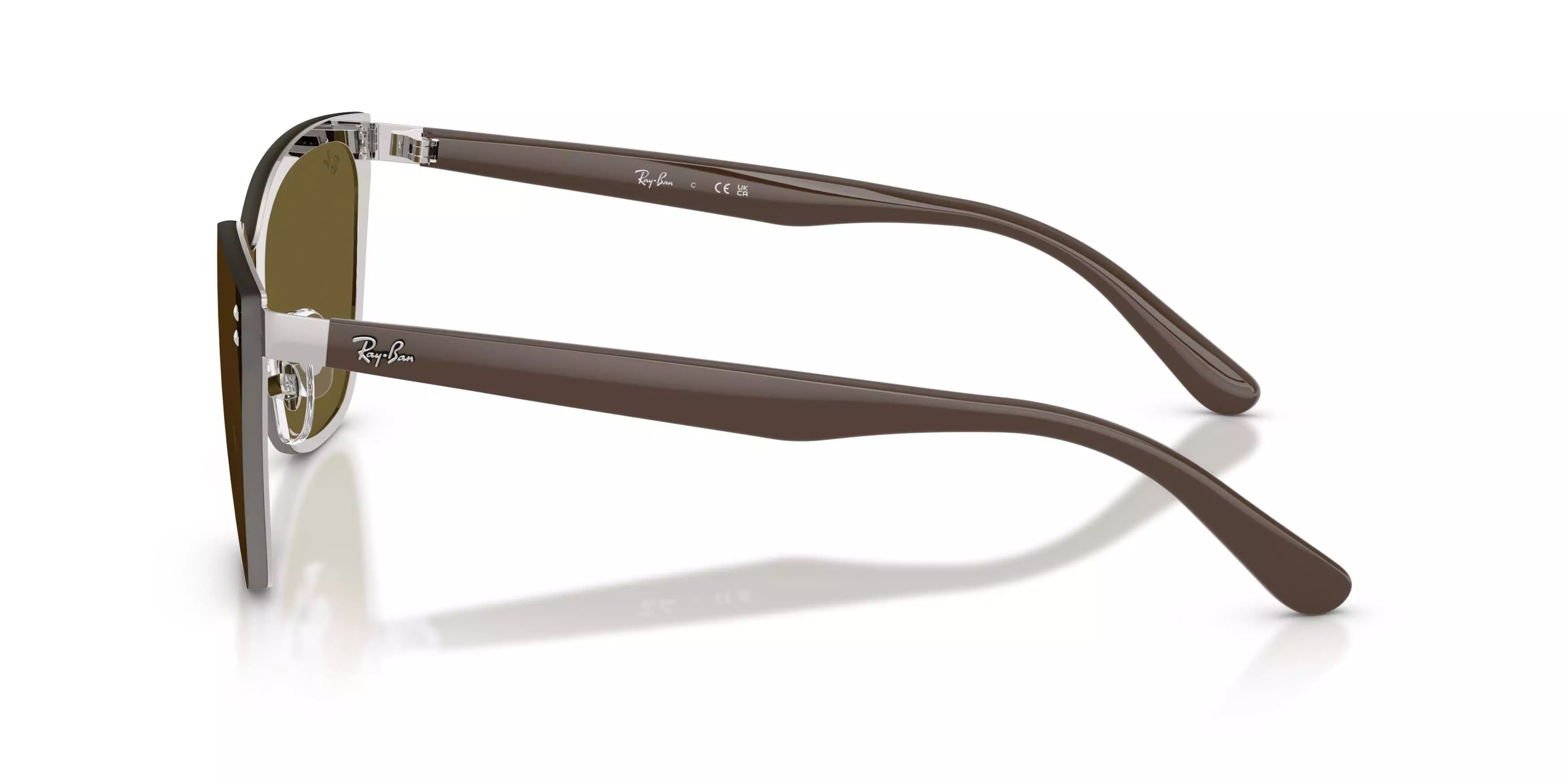 Ray-Ban RB3798D Dark Brown Sunglasses - Silver - SILVER/BROWN