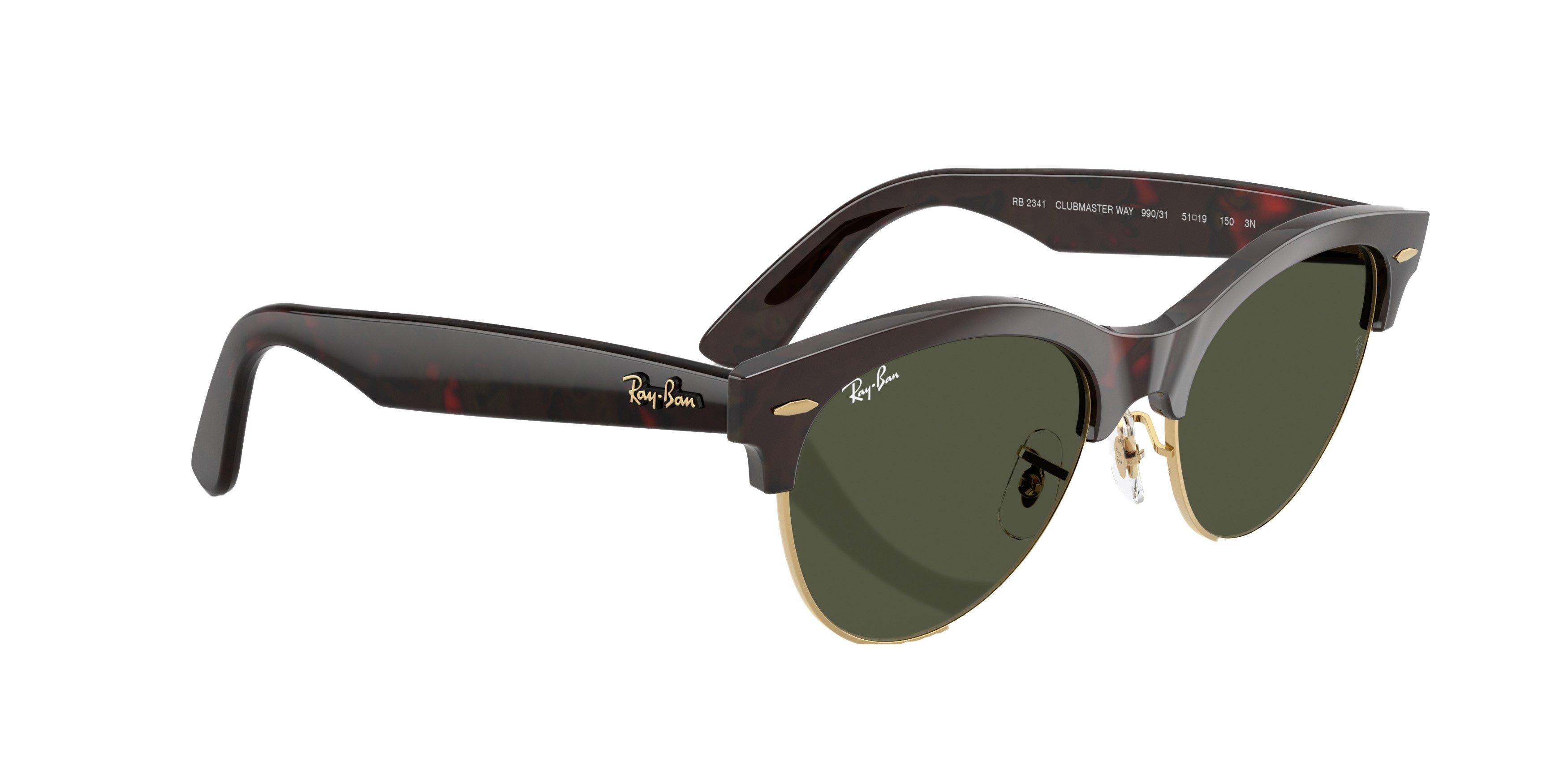 Ray-Ban Clubmaster Way Green Sunglasses - Brown - BROWN/GREEN Thumbnail View 4
