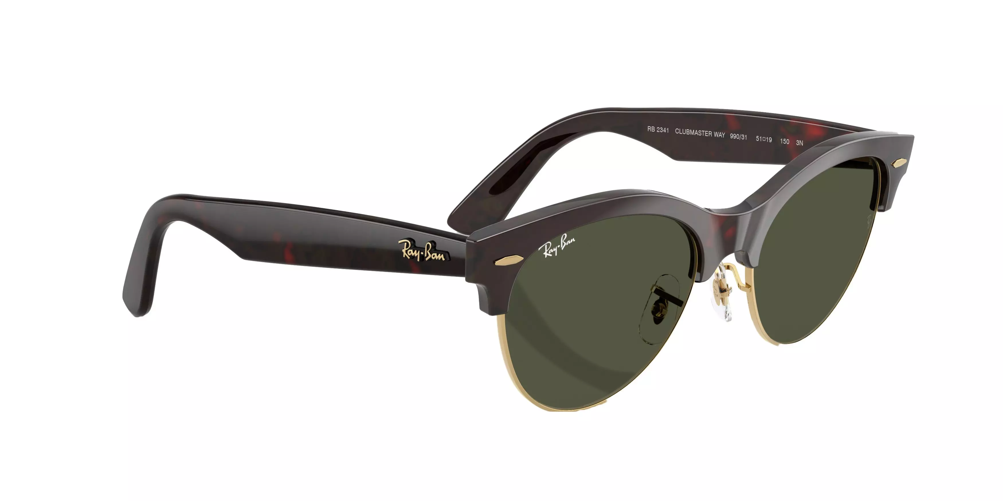 Ray-Ban Clubmaster Way Green Sunglasses - Brown - BROWN/GREEN