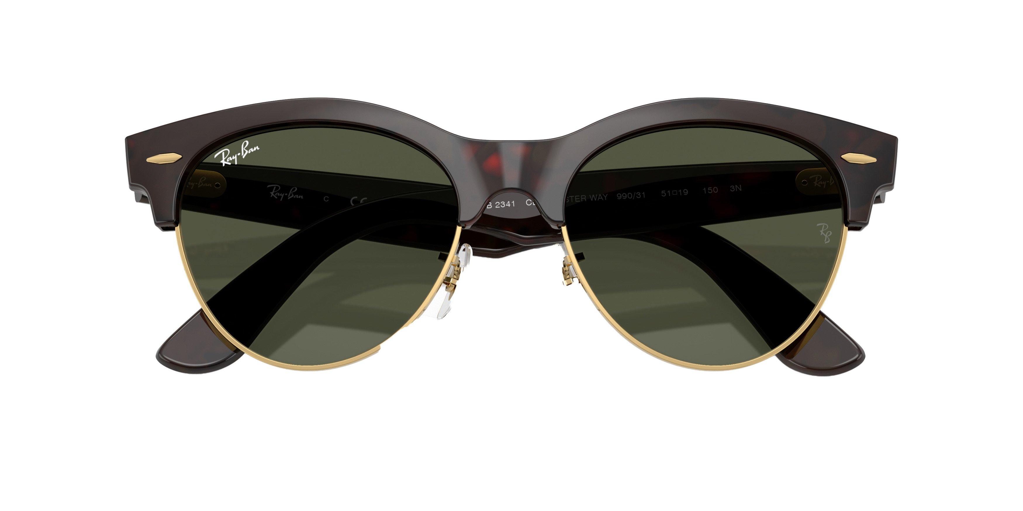 Ray-Ban Clubmaster Way Green Sunglasses - Brown - BROWN/GREEN Thumbnail View 5