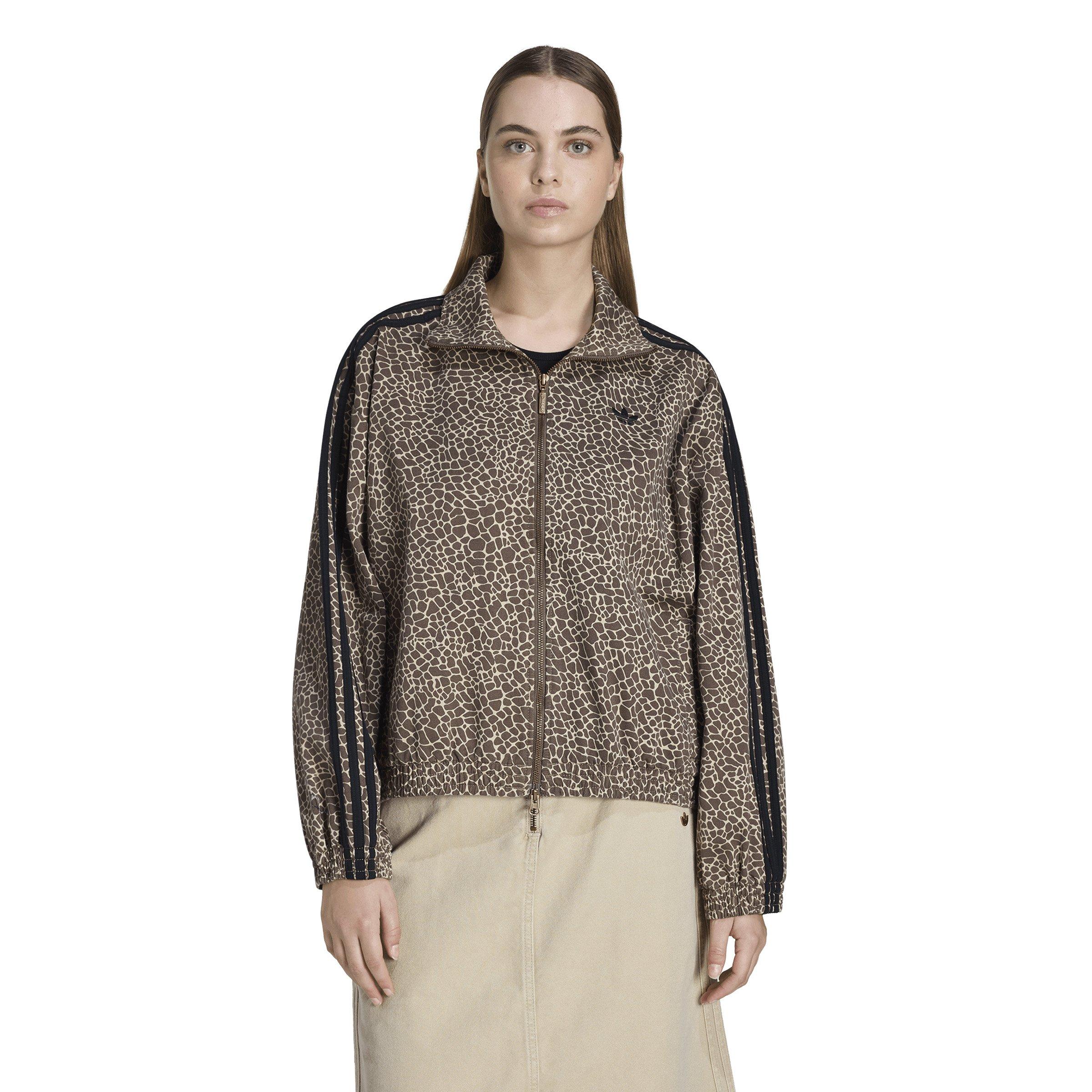 adidas Originals Women's Firebird Oversized AOP Denim Jacket - Brown/Black - GREEN/BROWN Thumbnail View 1