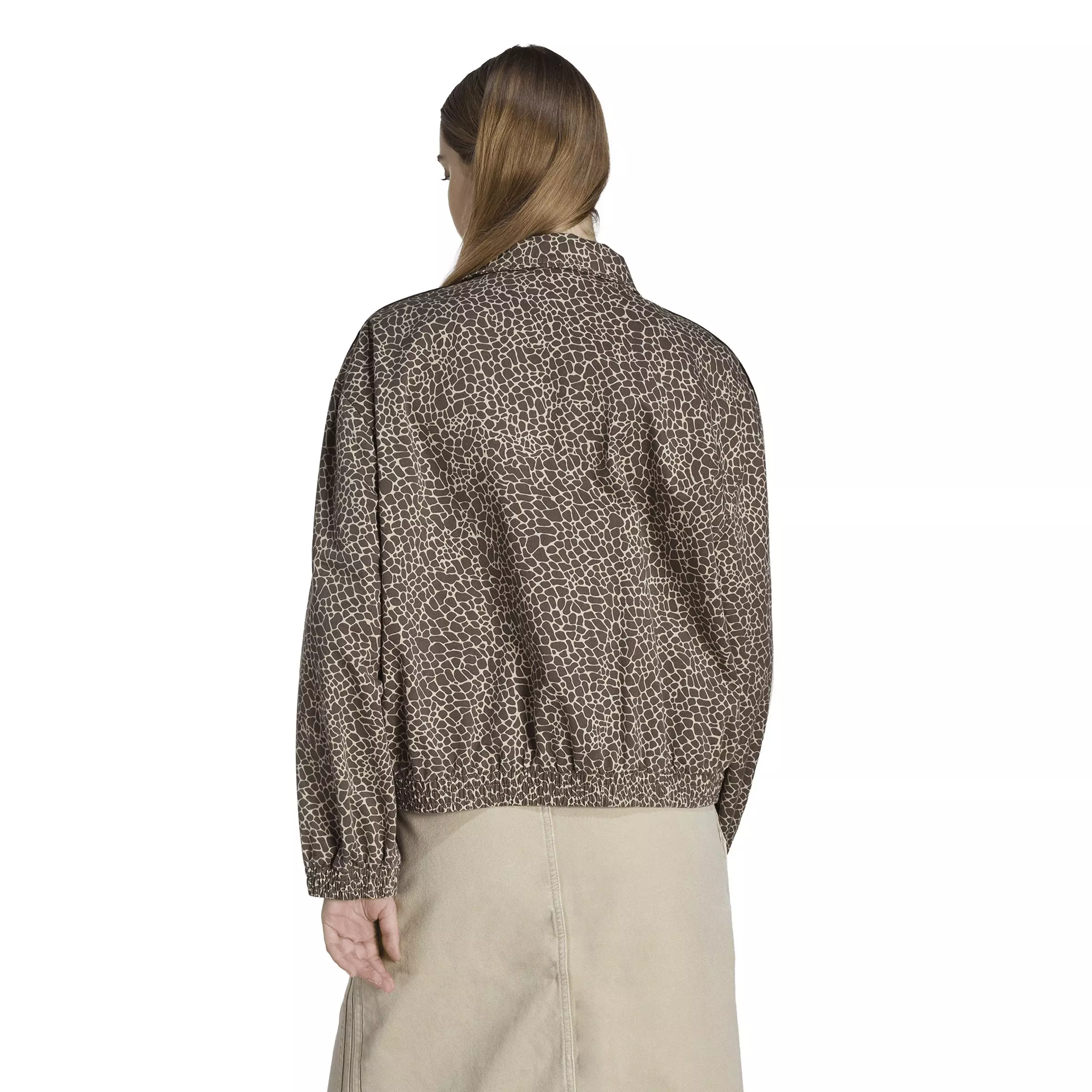 adidas Originals Women's Firebird Oversized AOP Denim Jacket - Brown/Black - GREEN/BROWN